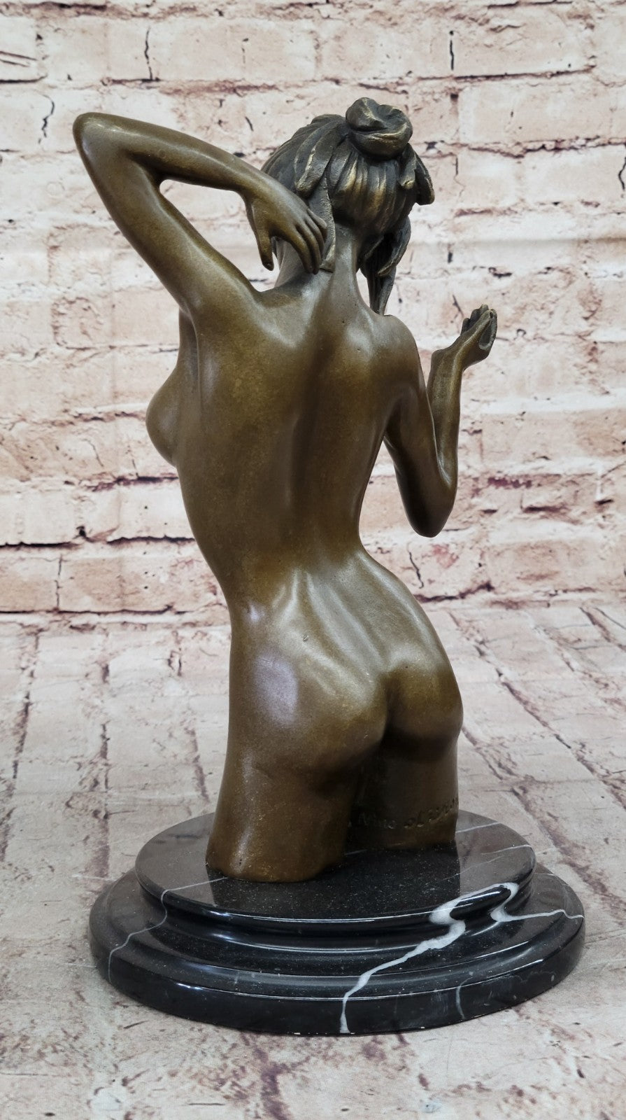 Vintage Classic Nude Female Portrait Bust Bronze Marble Statue Sculpture Figure
