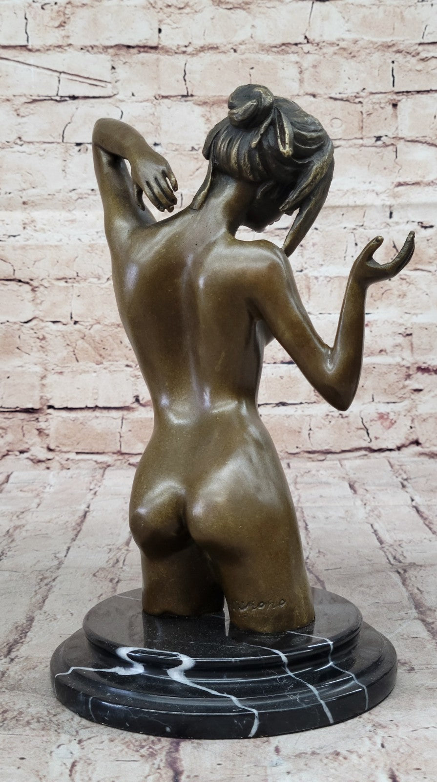 Vintage Classic Nude Female Portrait Bust Bronze Marble Statue Sculpture Figure