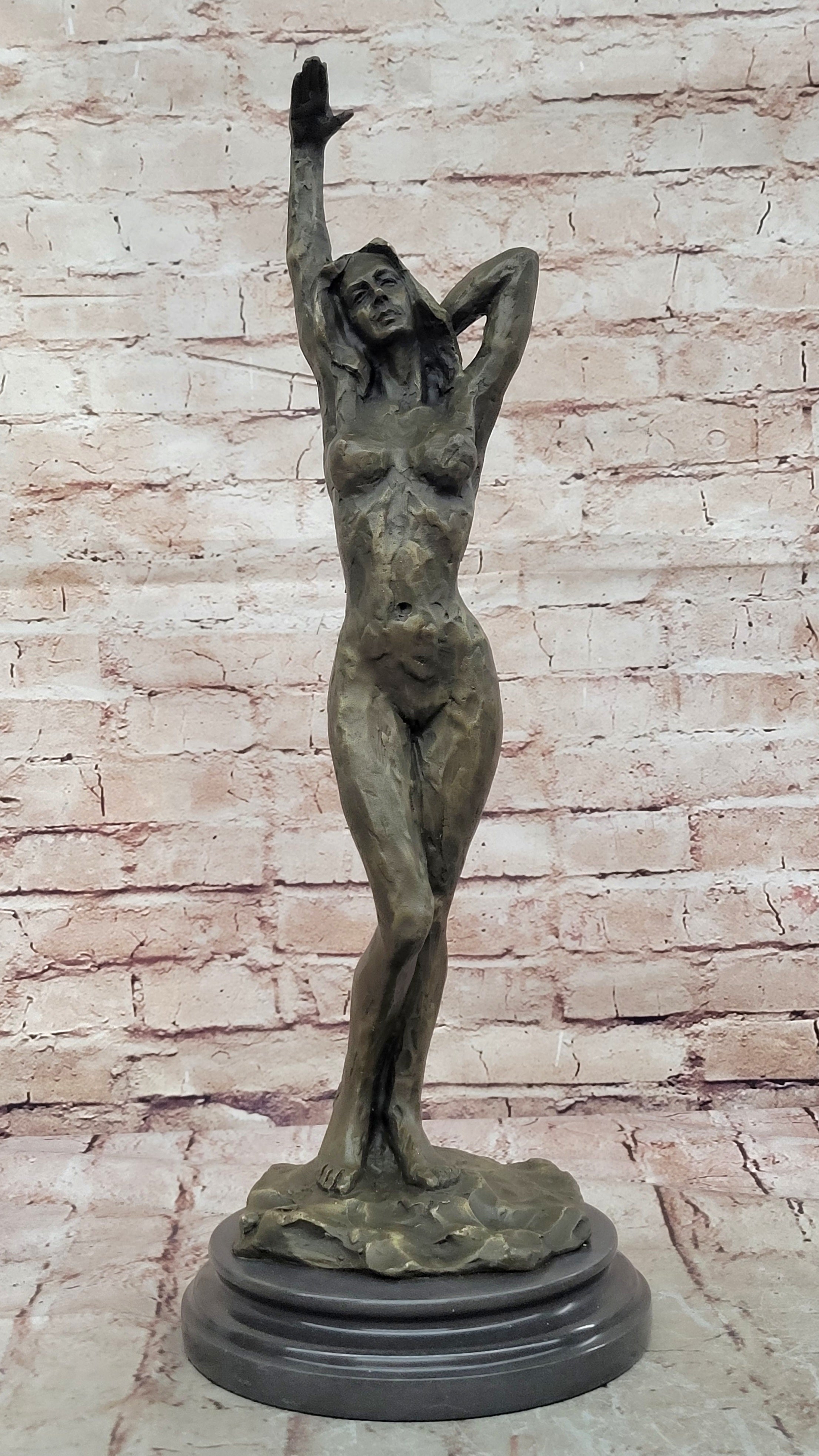 Large Nude Statue Venus Bronze With Figurine Cherub Sculpture Art Deco Artwork