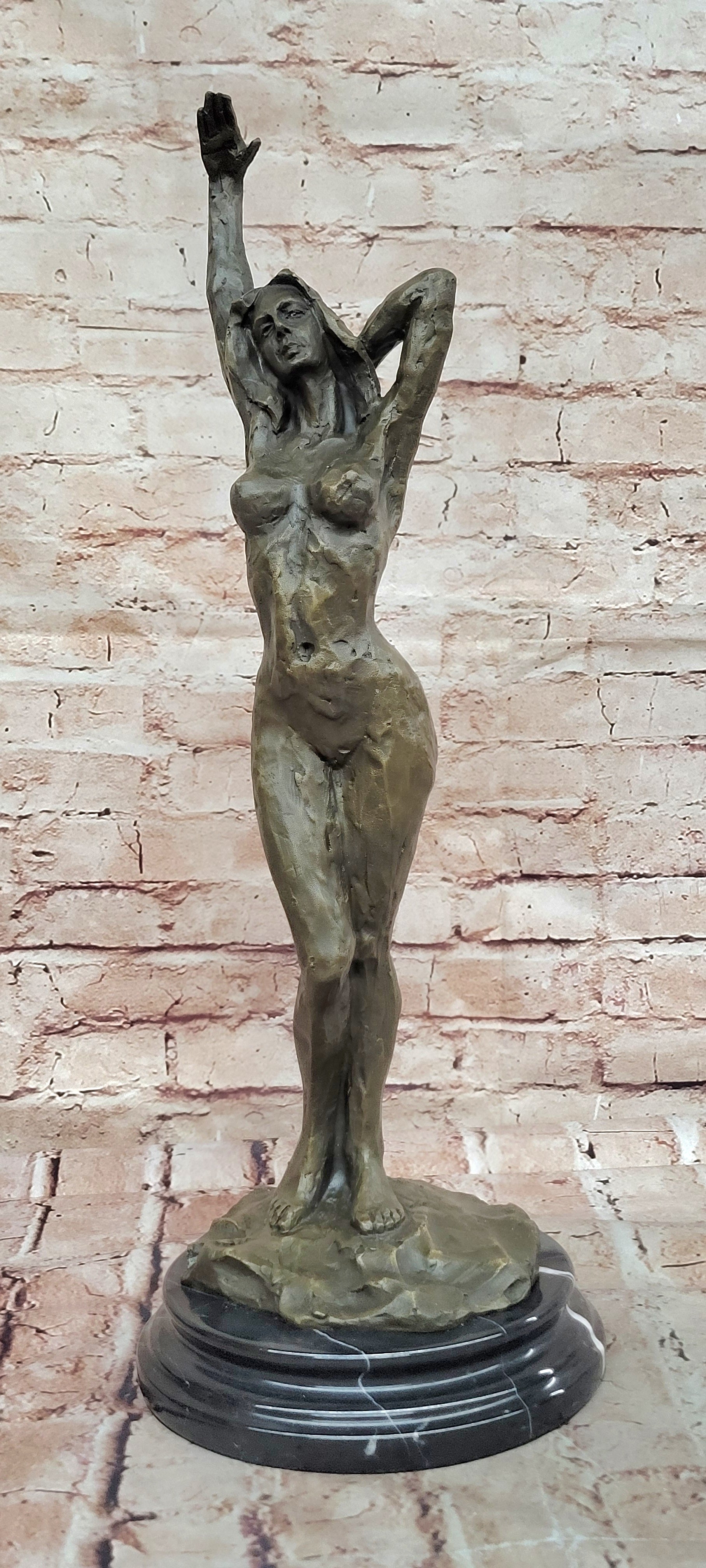 Large Nude Statue Venus Bronze With Figurine Cherub Sculpture Art Deco Artwork