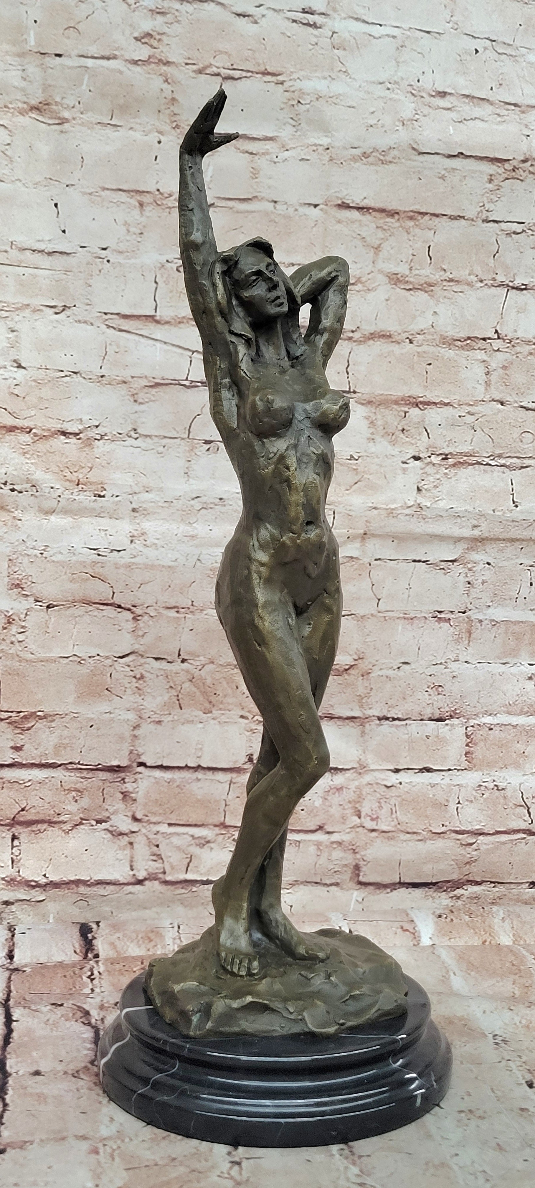 Large Nude Statue Venus Bronze With Figurine Cherub Sculpture Art Deco Artwork