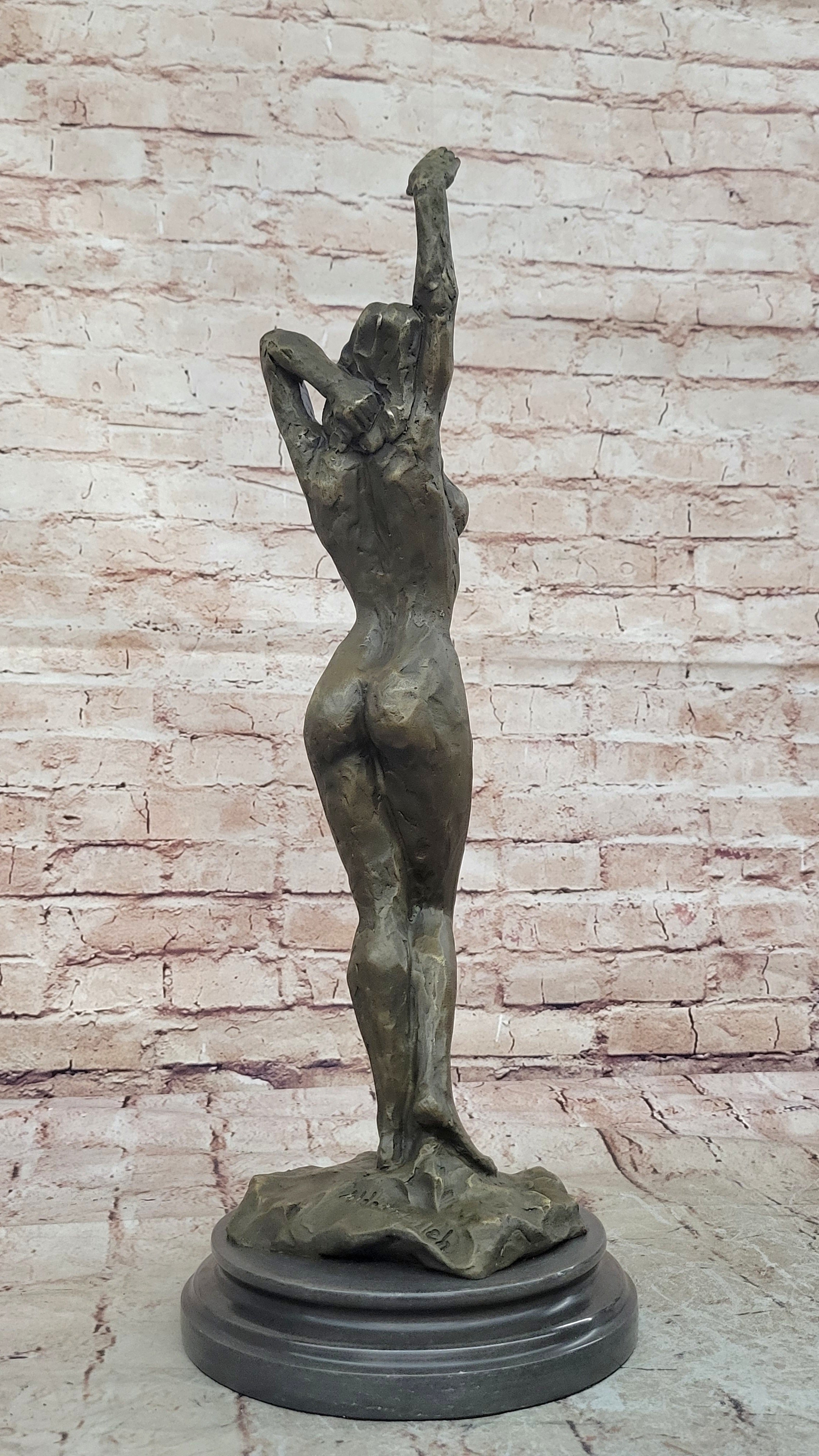Large Nude Statue Venus Bronze With Figurine Cherub Sculpture Art Deco Artwork