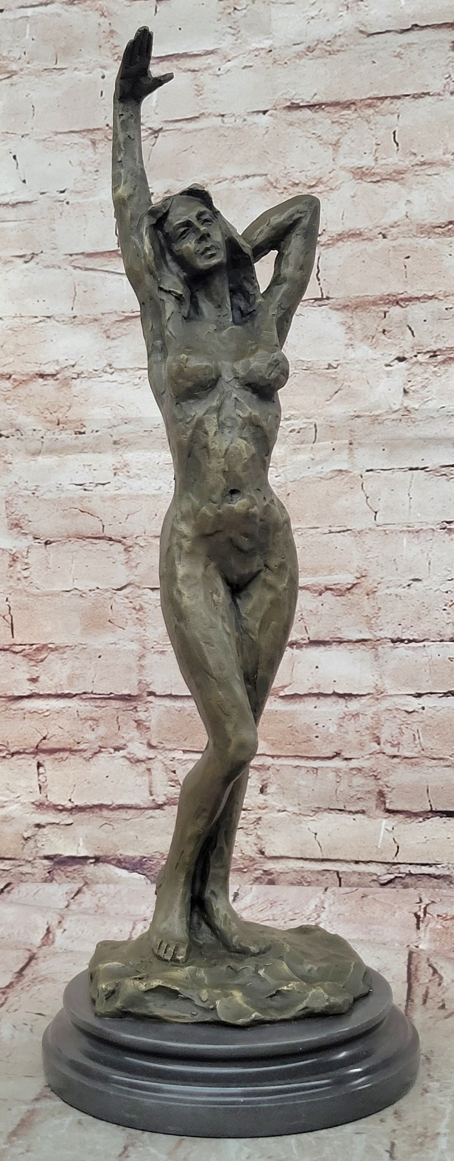 Large Nude Statue Venus Bronze With Figurine Cherub Sculpture Art Deco Artwork