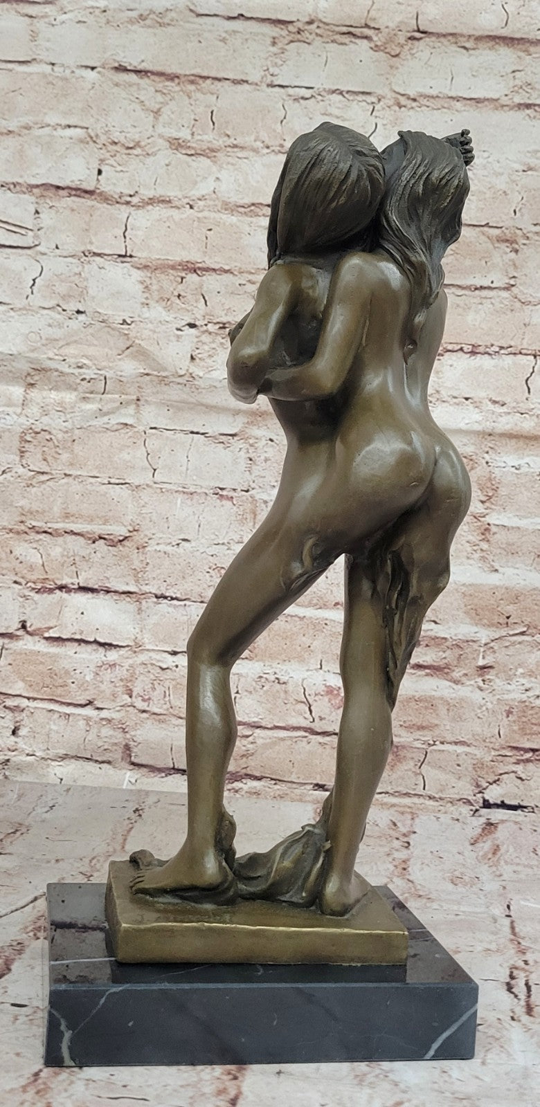 100% Solid Genuine Bronze Nude Naked Sculpture Marble Figure Artwork