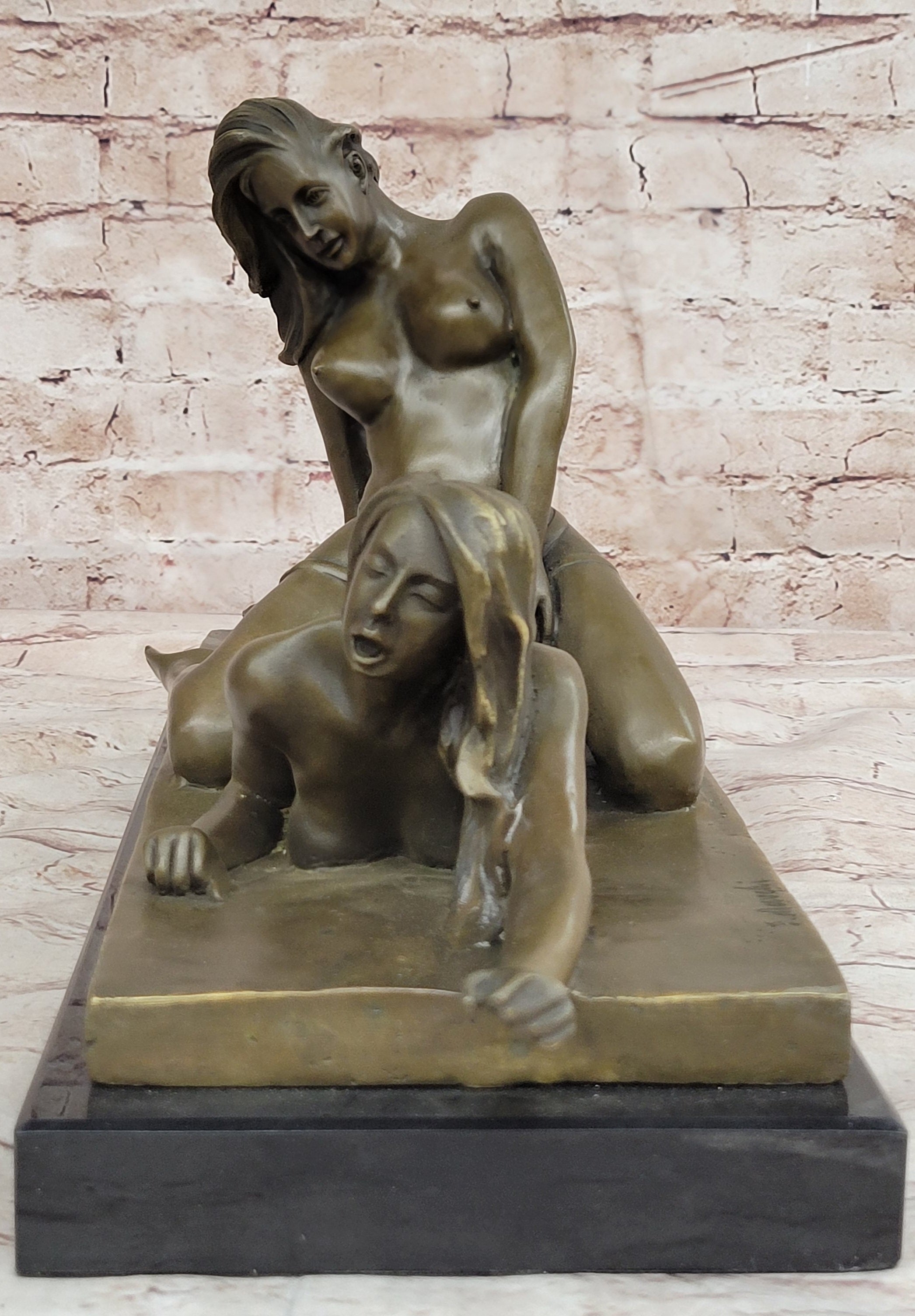 Erotic Sexy Nude Hand Made Lady Girl .. Bronze Women Sculpture Statue deco