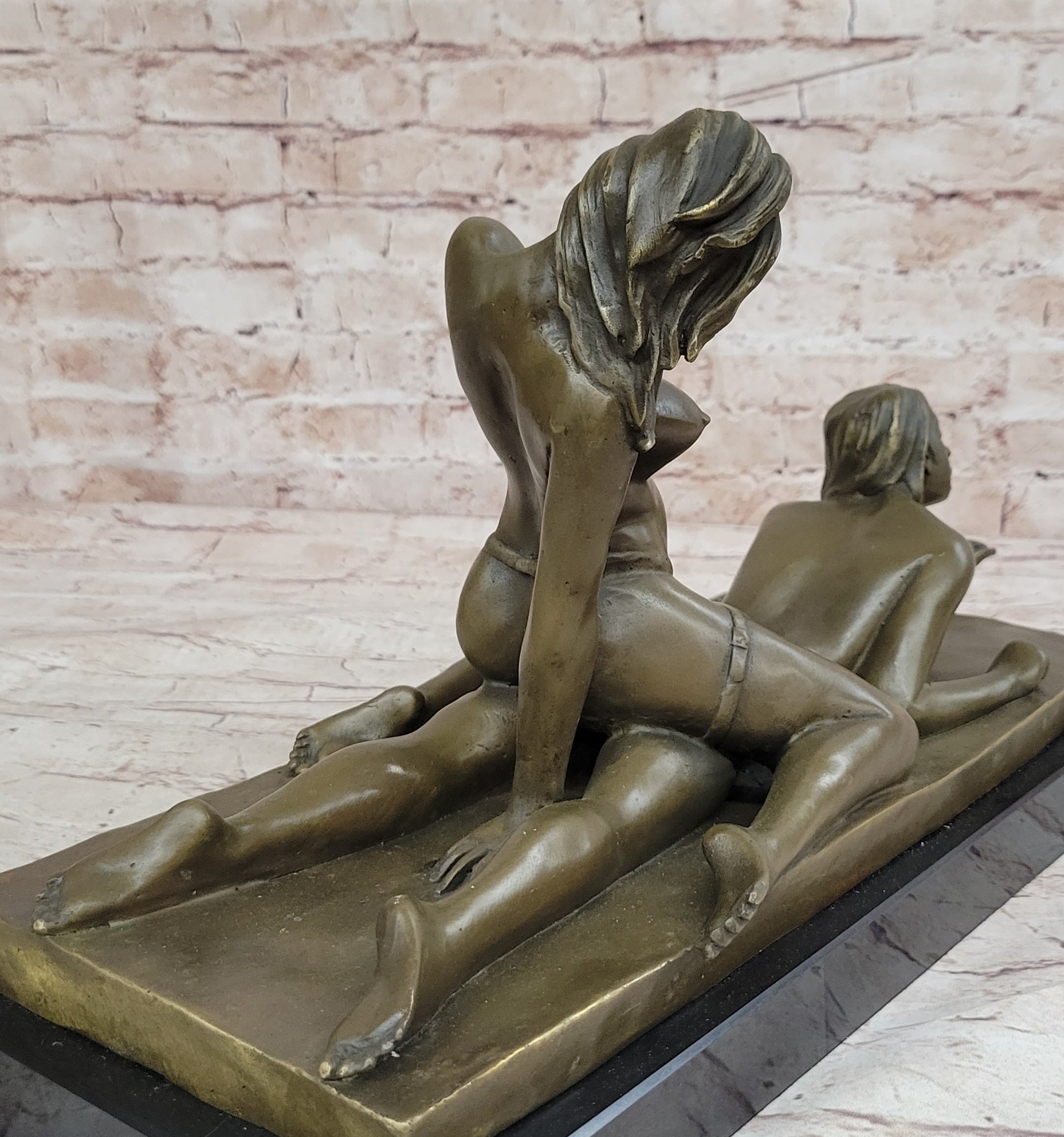 Erotic Sexy Nude Hand Made Lady Girl .. Bronze Women Sculpture Statue deco