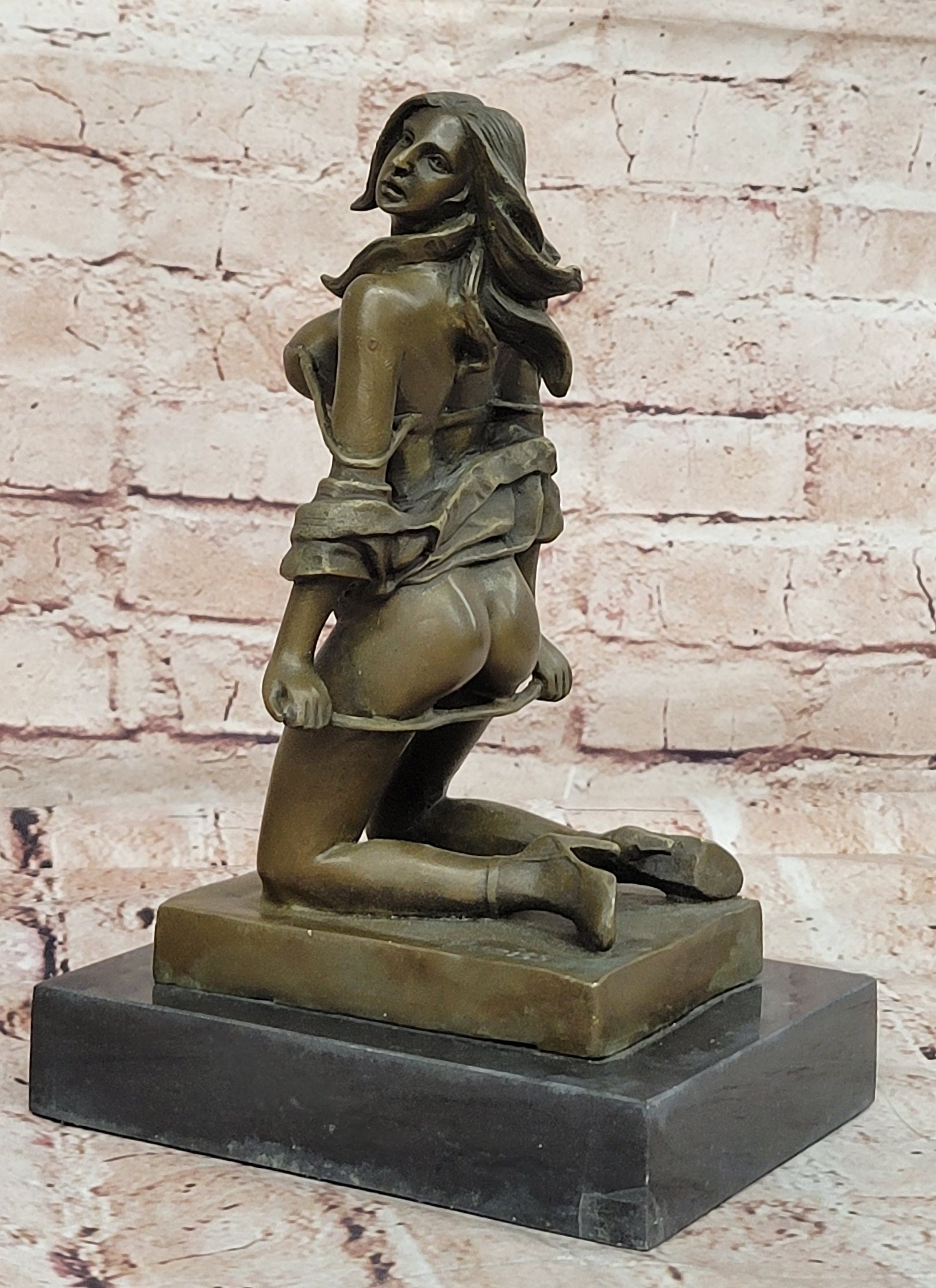 Bronze Sculpture Erotic Art Titled Girl with Whip By German Artist Preiss Statue