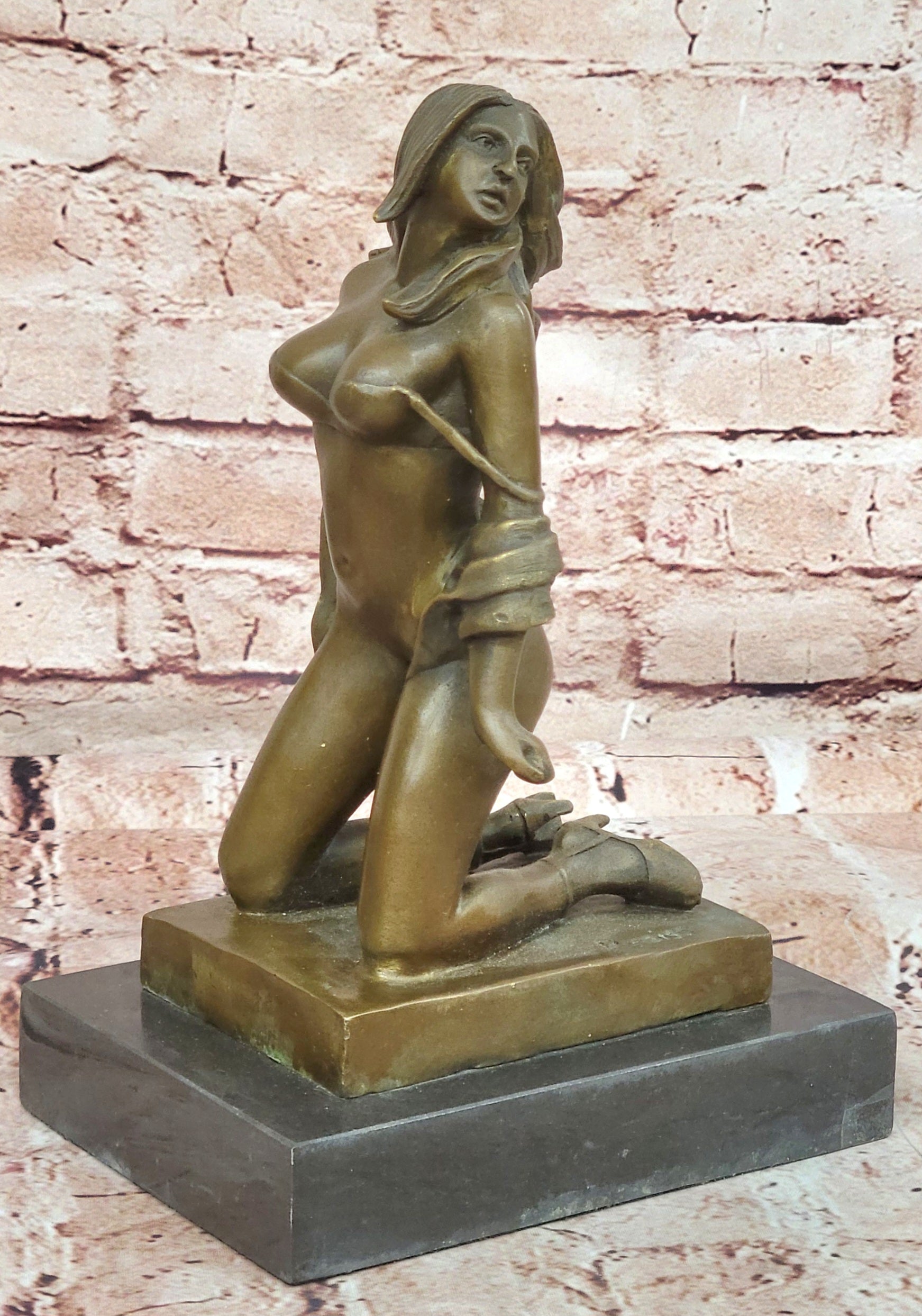 Bronze Sculpture Erotic Art Titled Girl with Whip By German Artist Preiss Statue