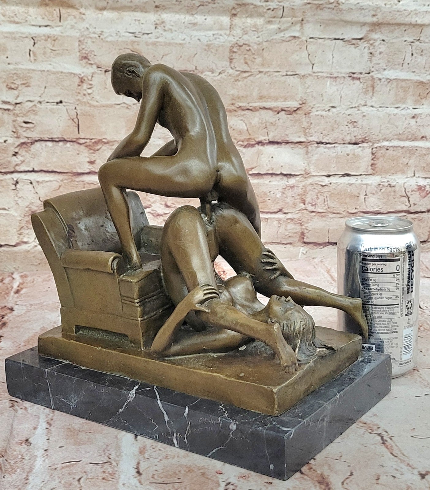Bronze Sculpture Male and Female in a Heated Moment Hot Cast Figurine Figure Art