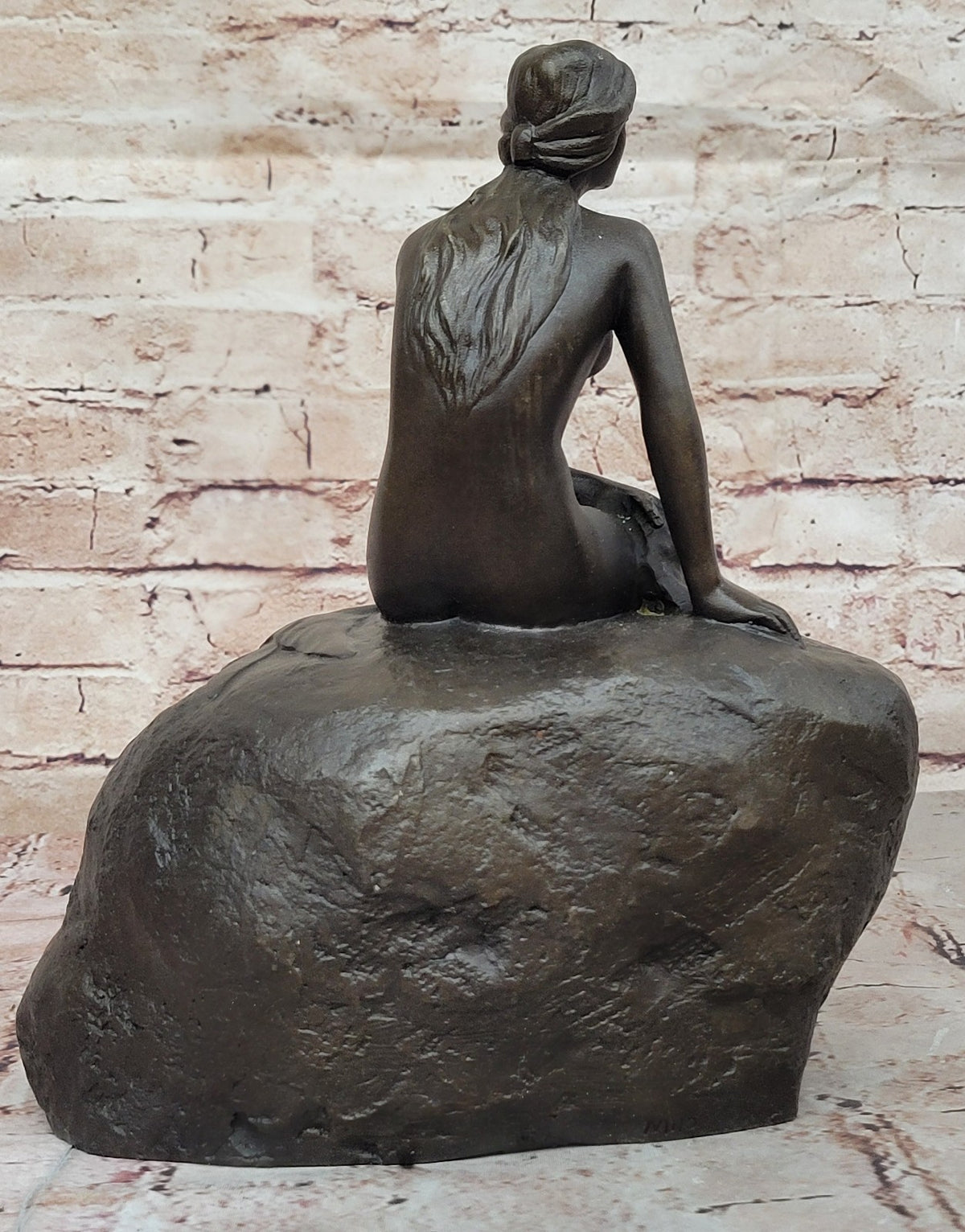 Nude Bronze Mermaid Dolphin Nautical Water Fountain Sculpture Pool Ocean Art