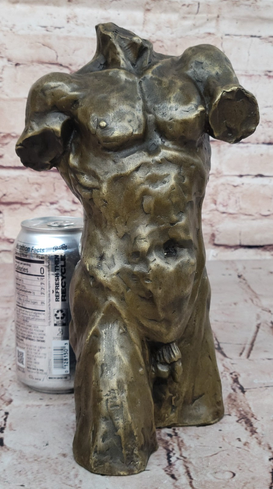 Original Abstract Bronze Torso Nude Sculpture. Mid Century Modern. male Artwork