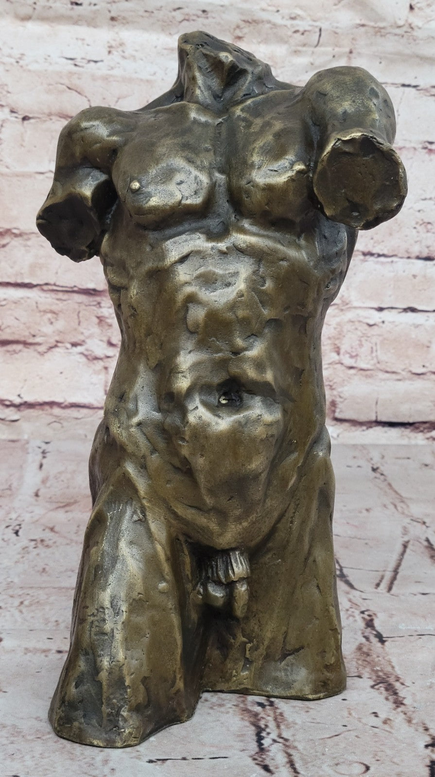 Original Abstract Bronze Torso Nude Sculpture. Mid Century Modern. male Artwork