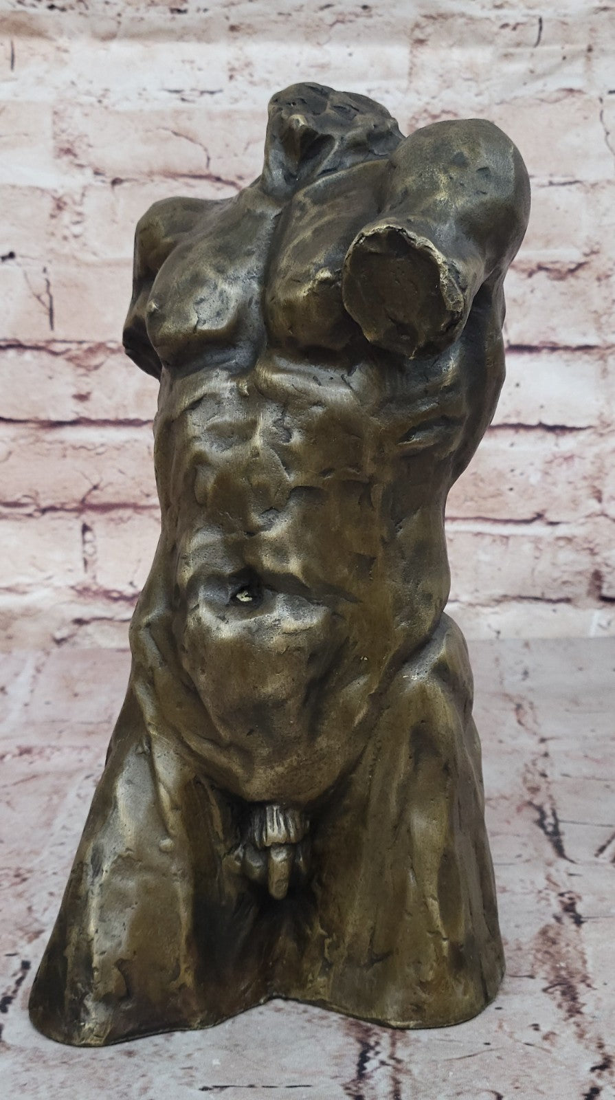 Original Abstract Bronze Torso Nude Sculpture. Mid Century Modern. male Artwork