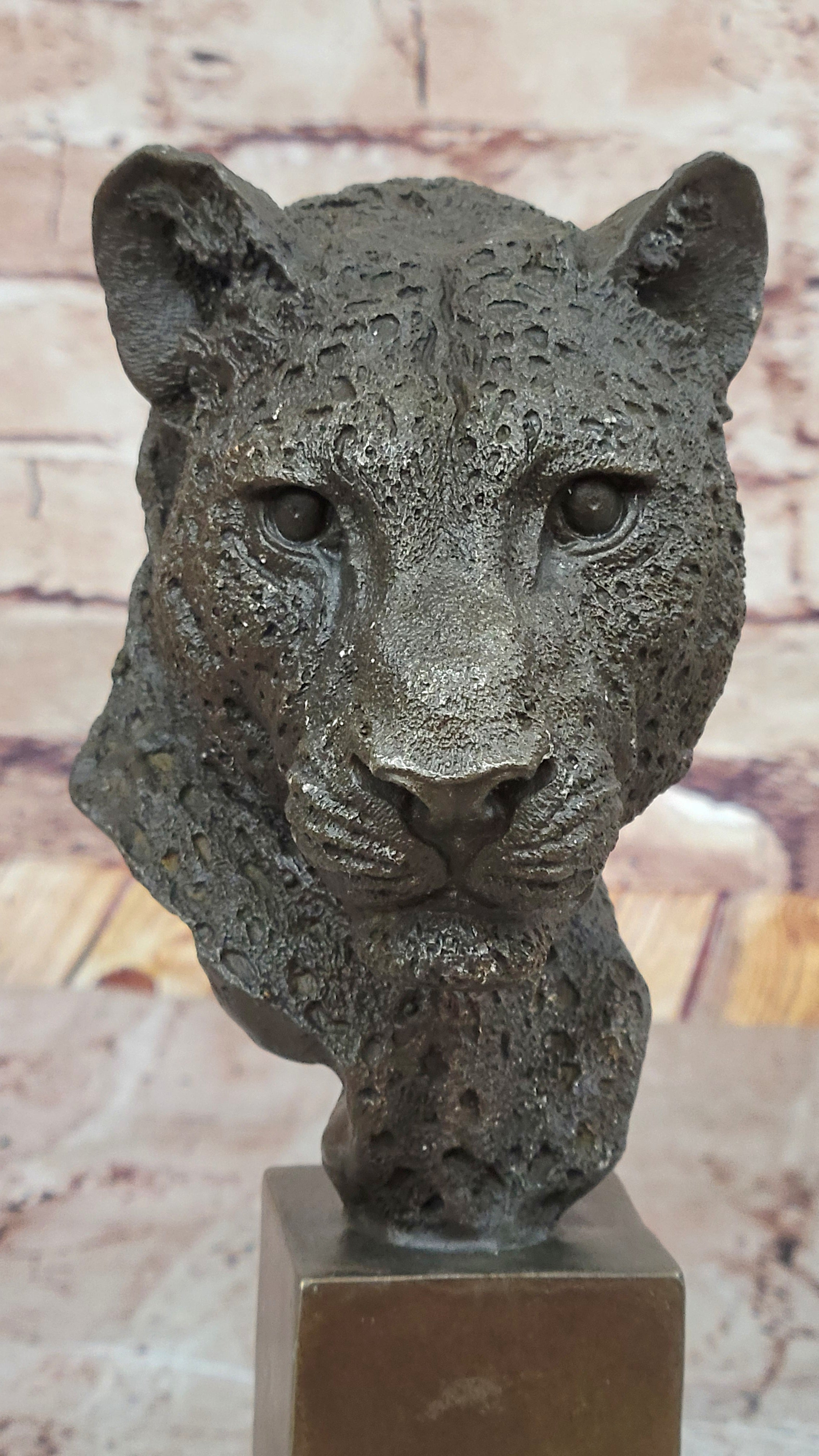 100% Solid Bronze Male Lion Head Bust by Mene Sculpture Figurine Figure Gift