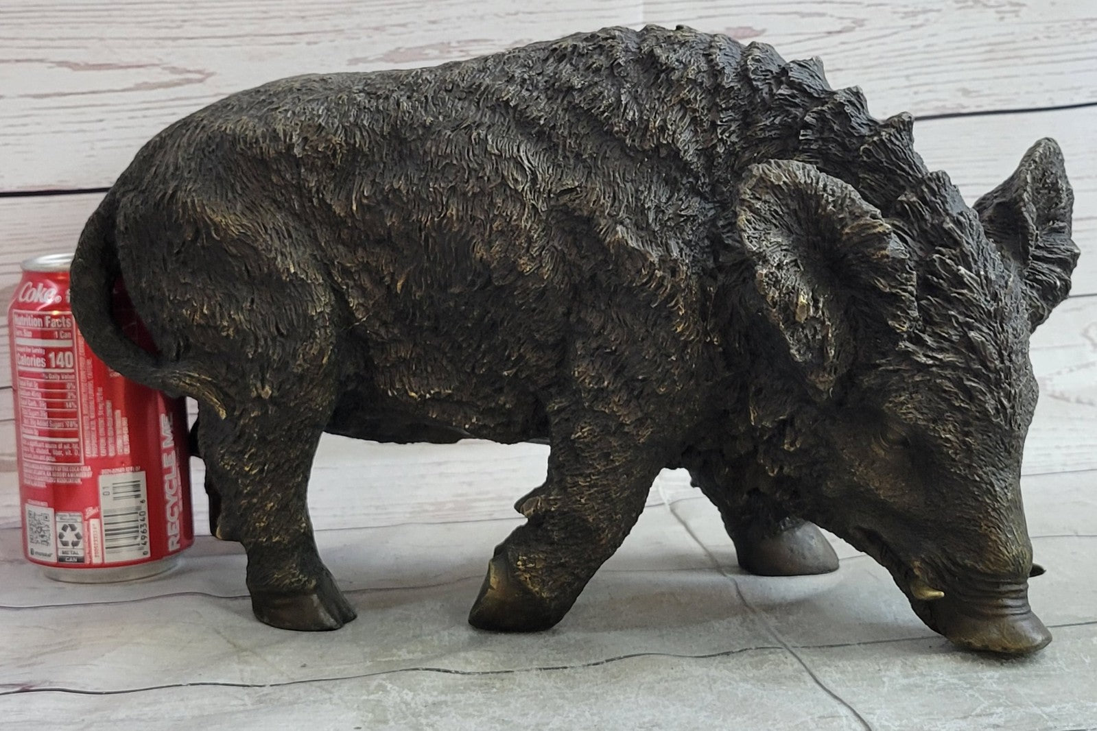 Handcrafted bronze sculpture SALE Deco Art Pig Wild Boar Chemin Signed Figurine
