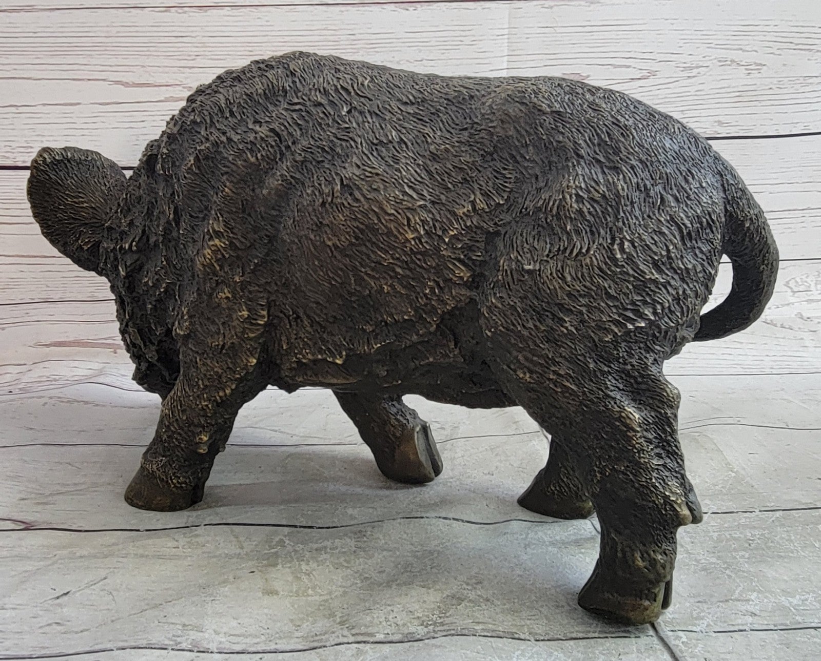 Handcrafted bronze sculpture SALE Deco Art Pig Wild Boar Chemin Signed Figurine