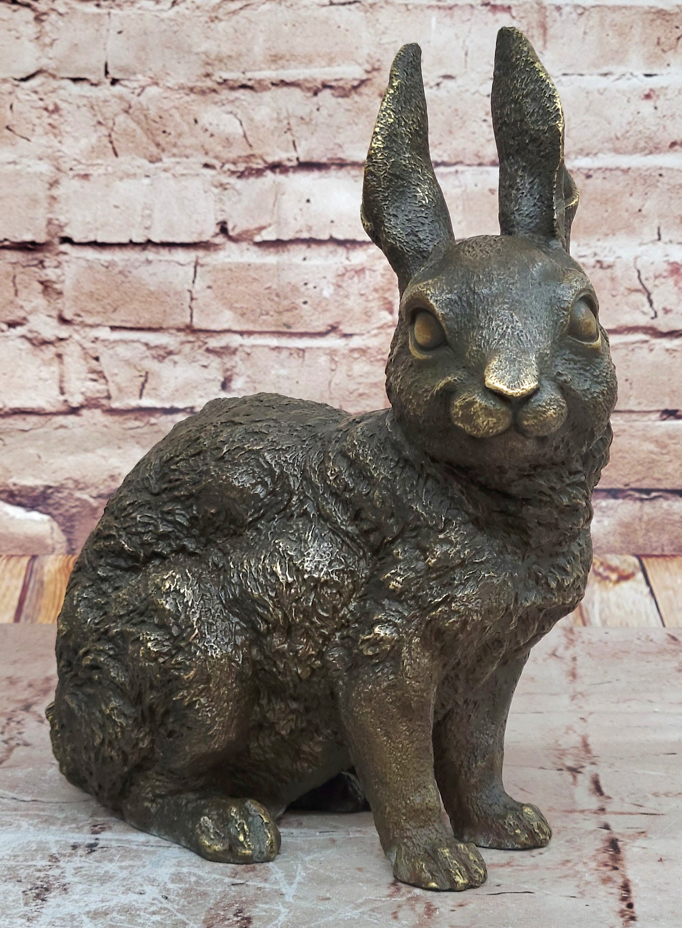 Rabbit Resting Garden Sculpture Metal Statue Indoor Outdoor Real 100% Bronze Art