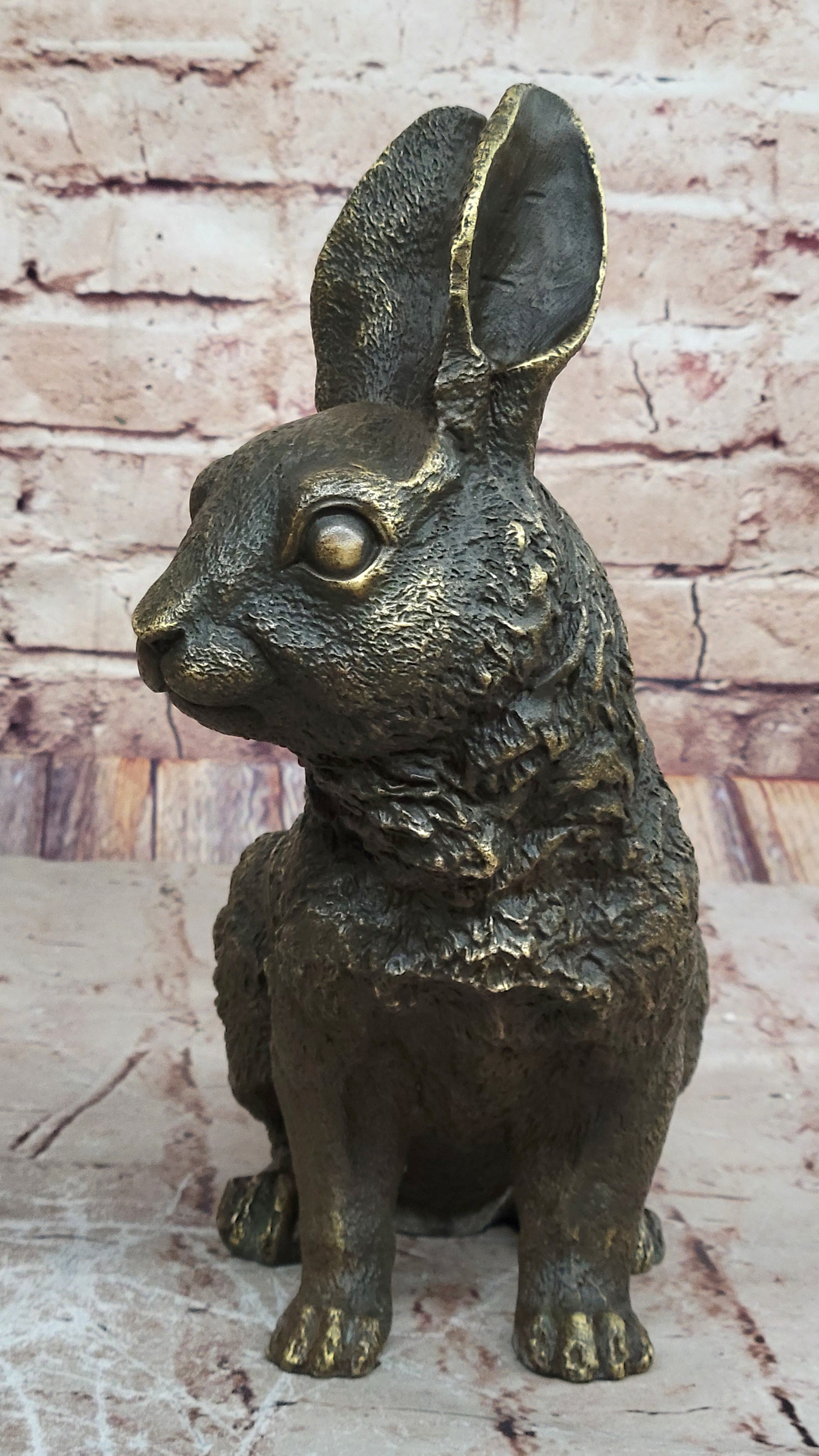Rabbit Resting Garden Sculpture Metal Statue Indoor Outdoor Real 100% Bronze Art