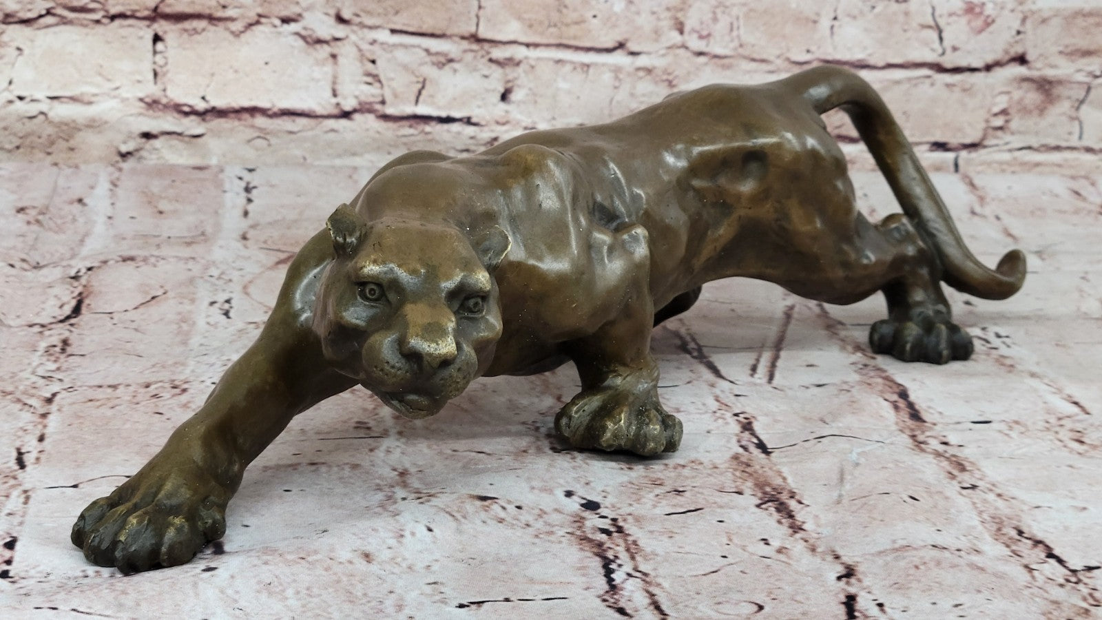 Jaguar Panther Leopard Cougar Mountain Lion Bronze Hot Cast Statue Figurine