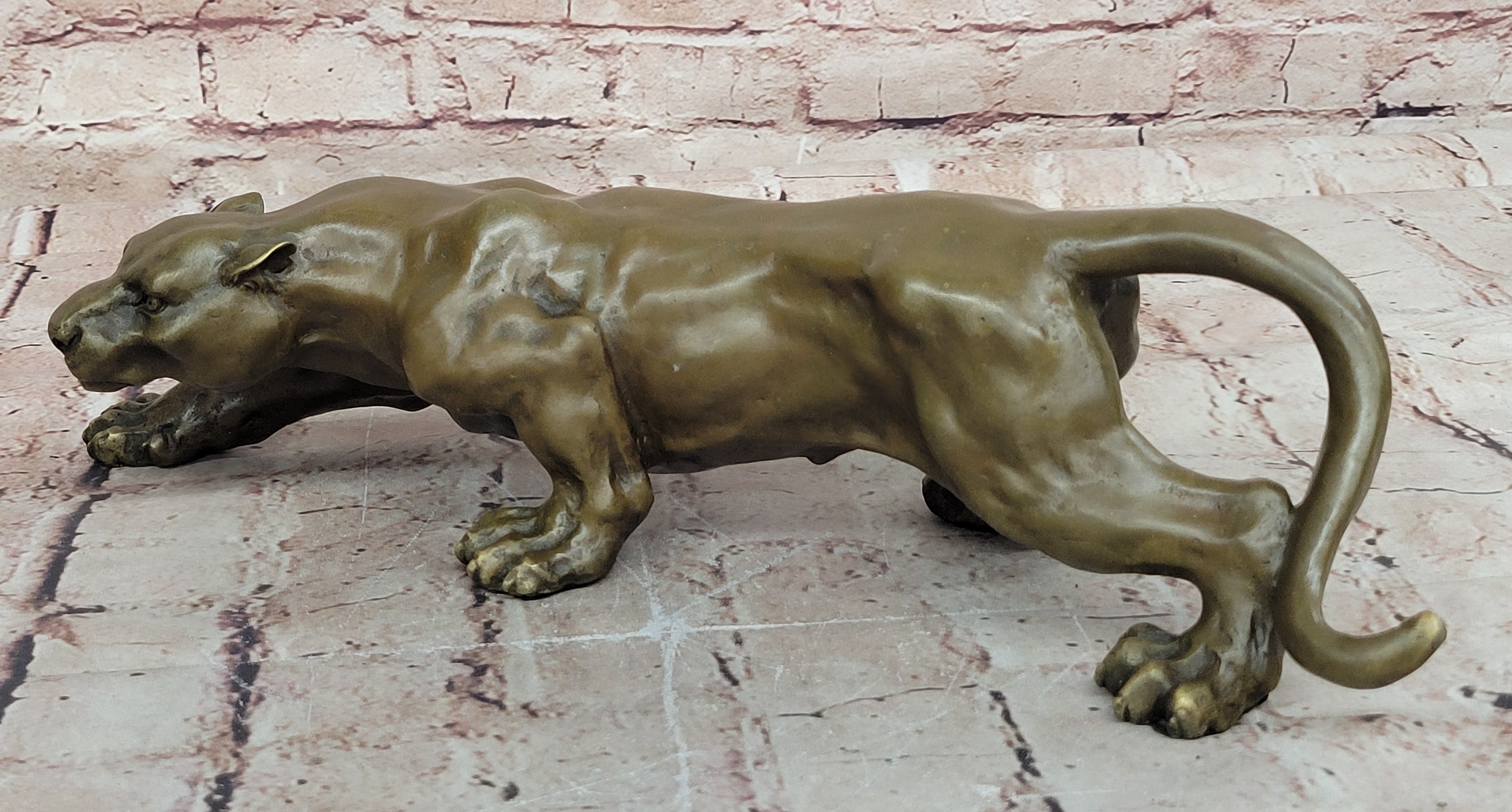 Jaguar Panther Leopard Cougar Mountain Lion Bronze Hot Cast Statue Figurine