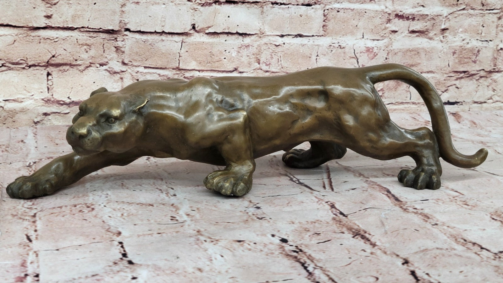 Jaguar Panther Leopard Cougar Mountain Lion Bronze Hot Cast Statue Figurine
