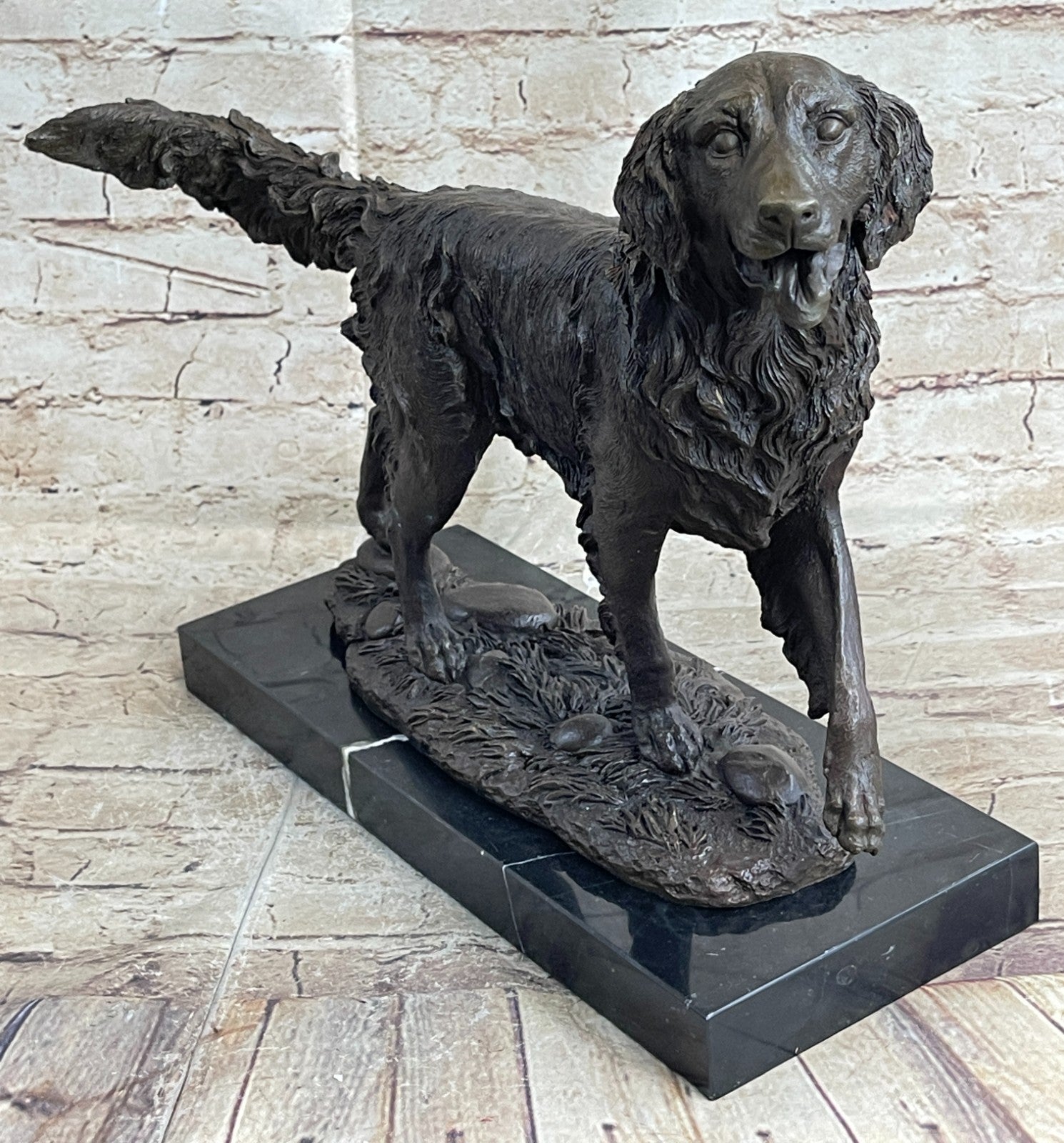 BRONZE GOLDEN/LABRADOR RETRIEVER STATUE/SCULPTURE EXCEPTIONALLY FINE ARTWORK