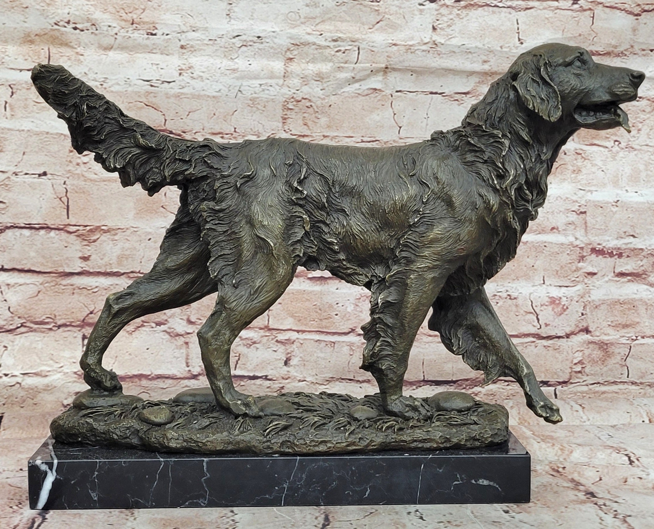 BRONZE GOLDEN/LABRADOR RETRIEVER STATUE/SCULPTURE EXCEPTIONALLY FINE ARTWORK