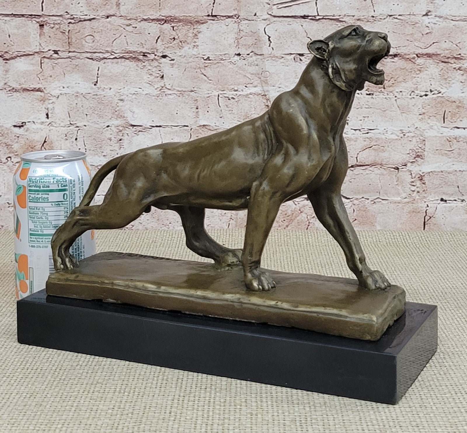 Handcrafted bronze sculpture SALE Marble Deco Art Lion Female Lecourtier Signed