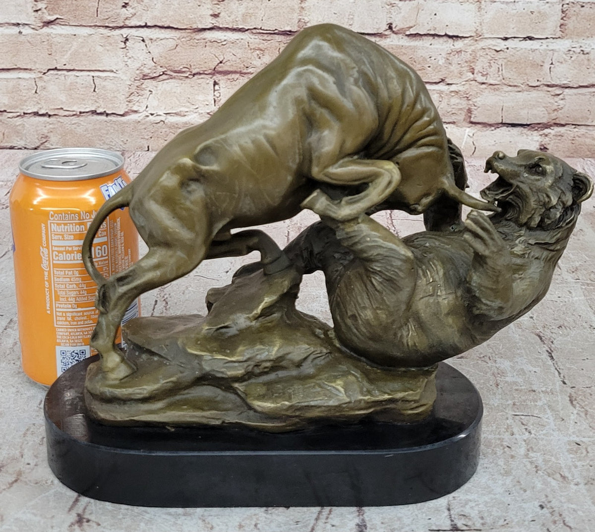Handcrafted bronze sculpture SALE Cast Bear Vs. Bull - Street Wall Home Decor