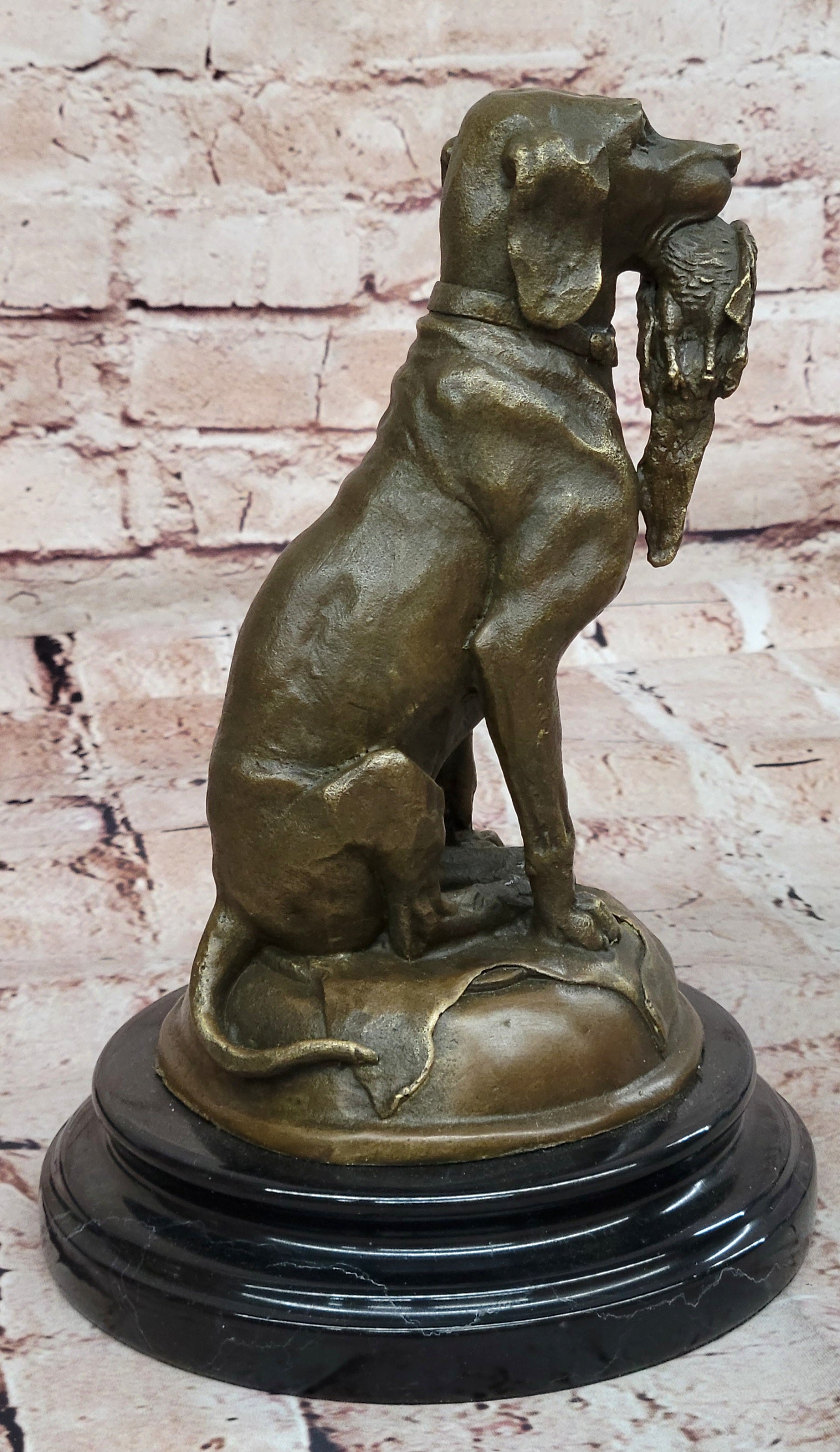 Golden Retriever Bird Bronze Statue Show Hunting Sporting Dog Duck Sculpture Art