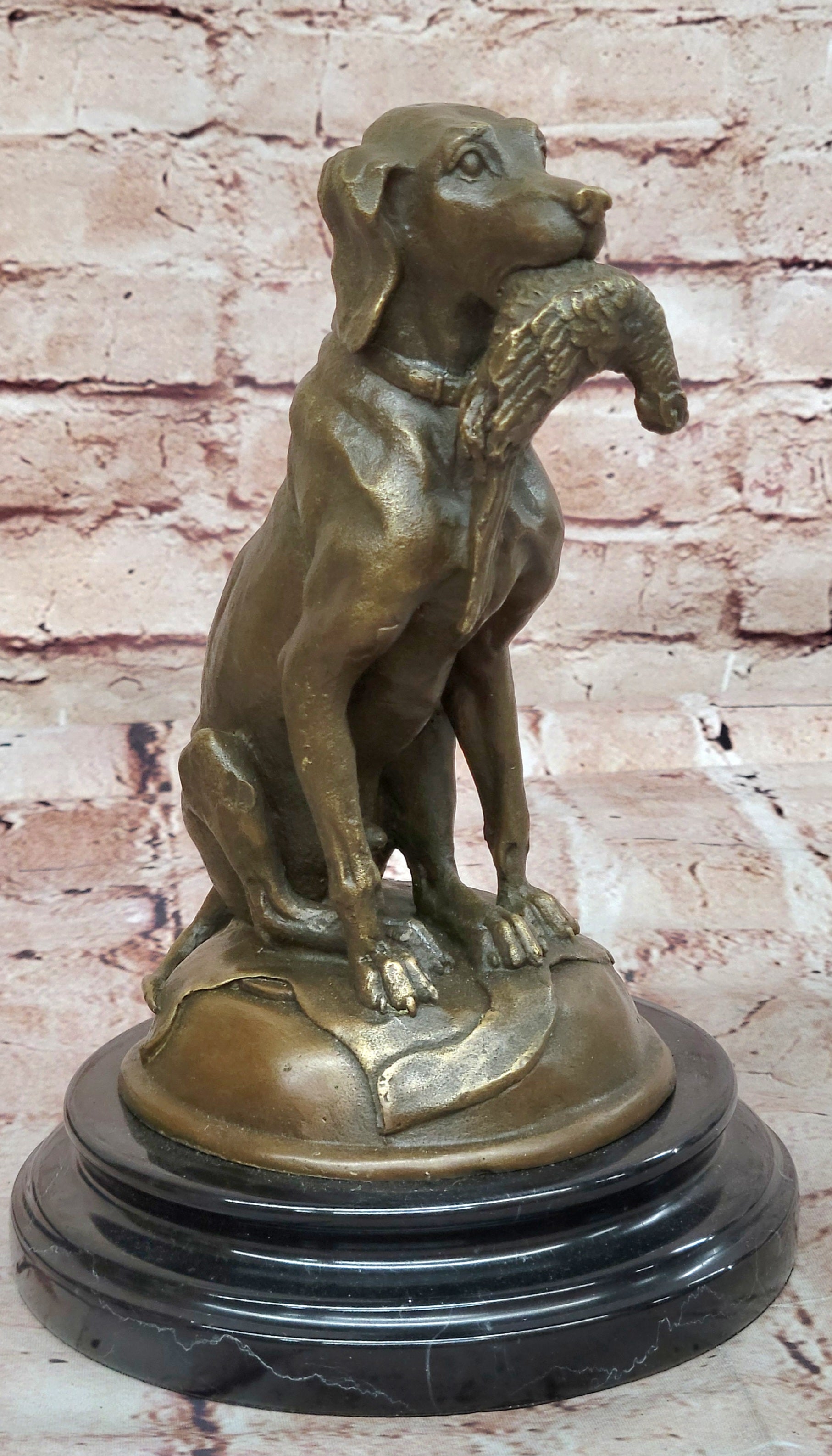 Golden Retriever Bird Bronze Statue Show Hunting Sporting Dog Duck Sculpture Art