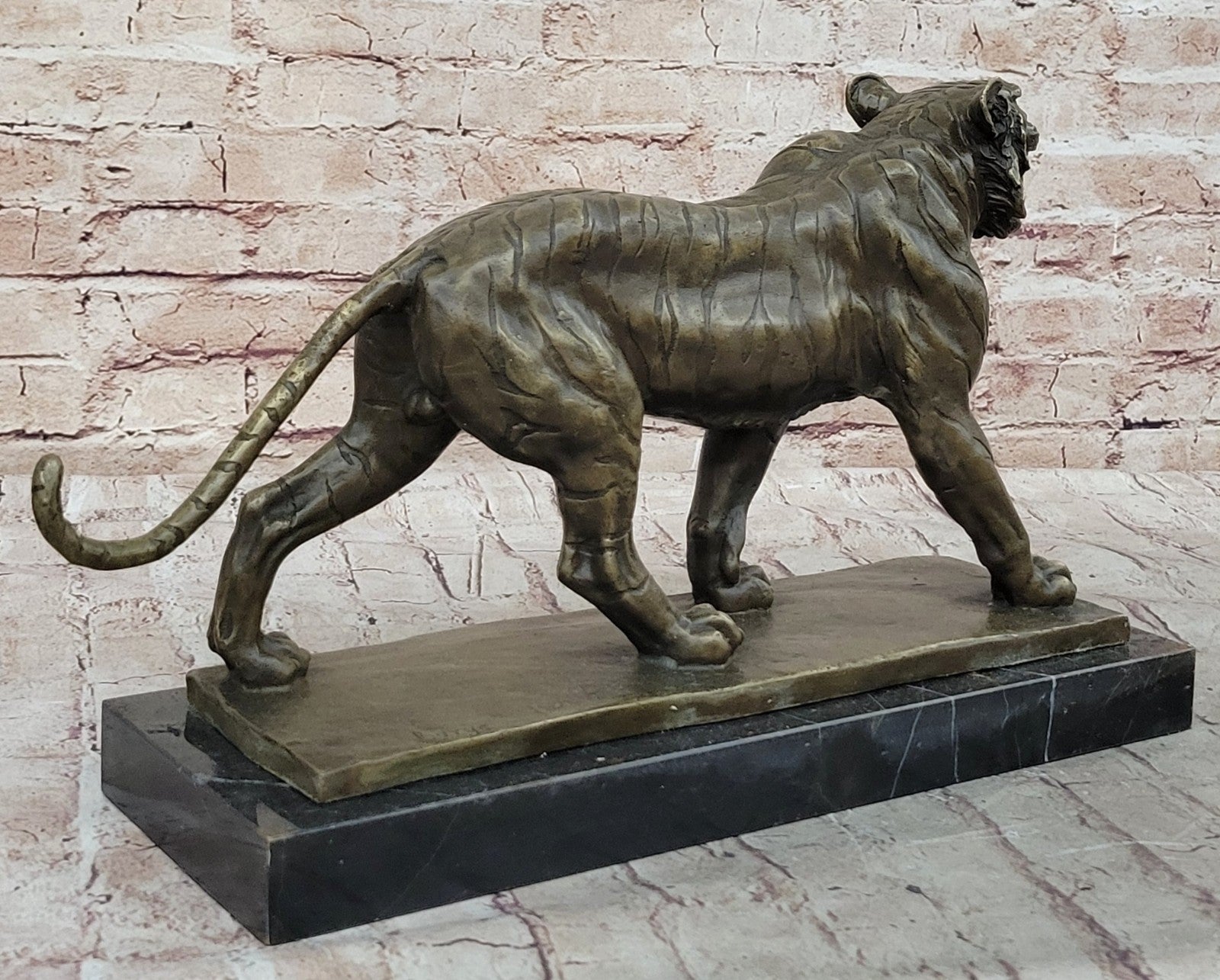 BRONZE WALKING TIGER AFTER ANTOINE-LOUIS BARYE BY LOST WAX METHOD FIGURINE