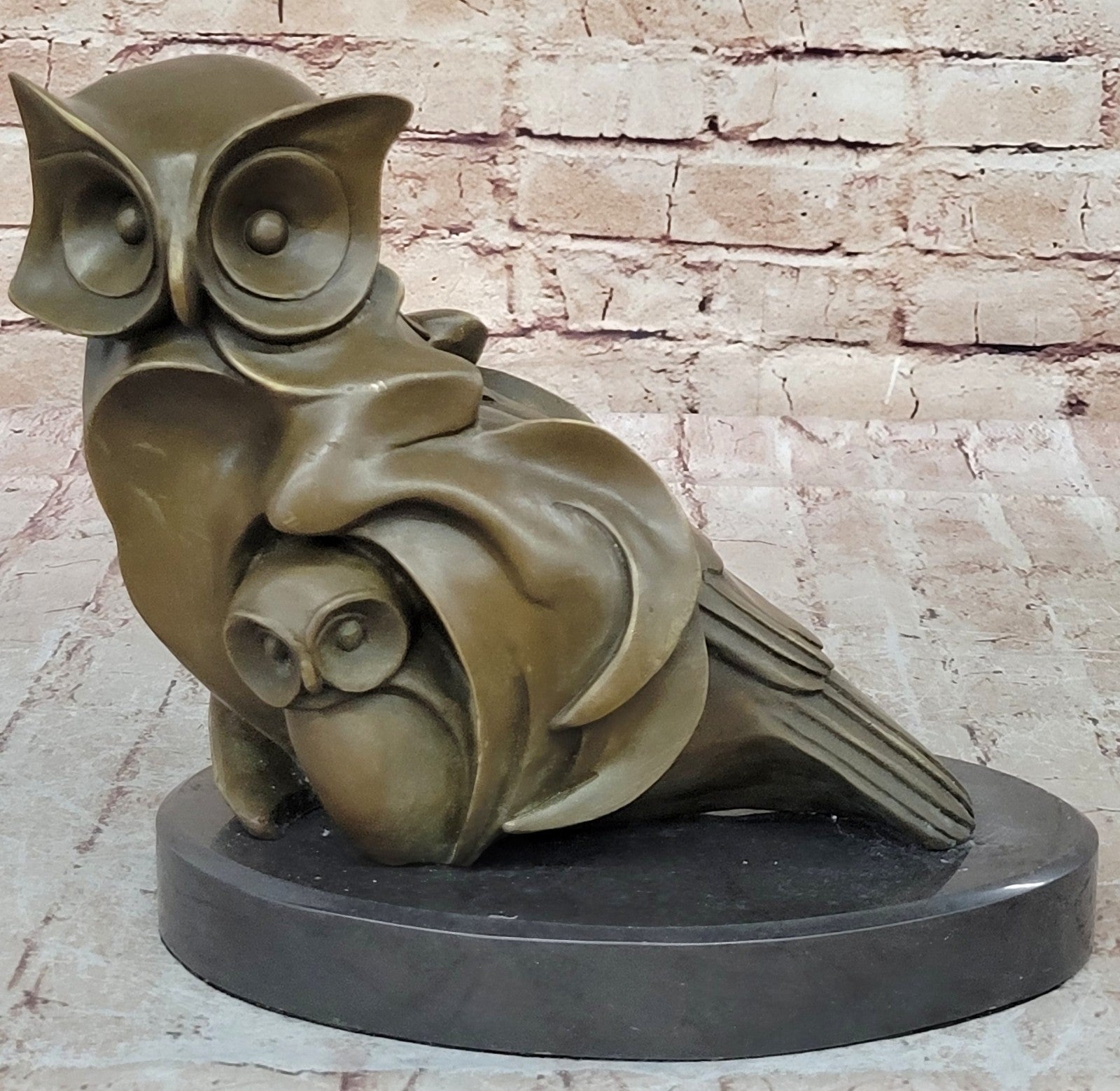 Salvador Dali Tribute Abstract Modern Art Owl Bronze Sculpture Marble Decoration