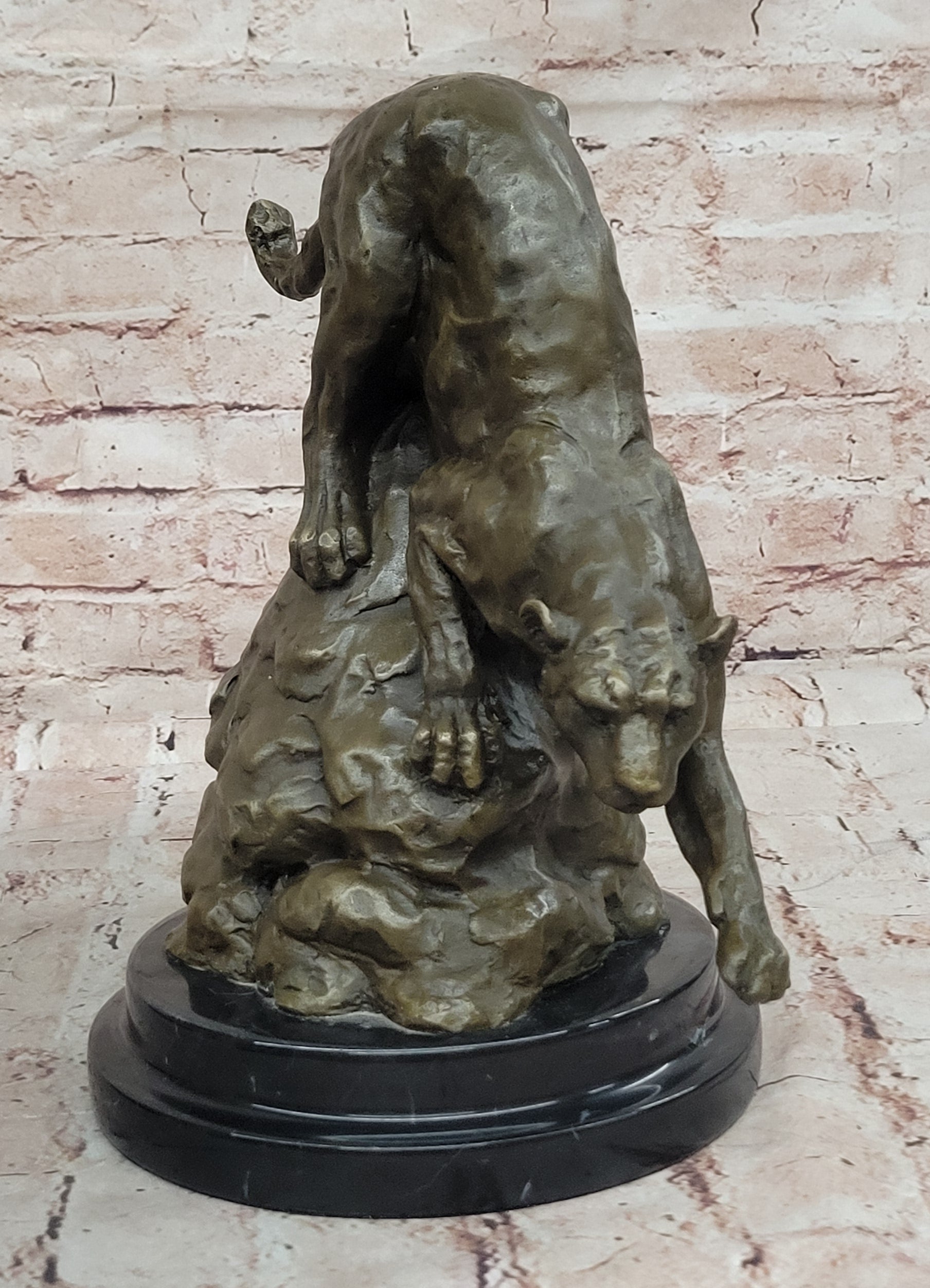 Handcrafted Wildlife Animal Jaguar Cougar Bronze Museum Quality Artwork Figure