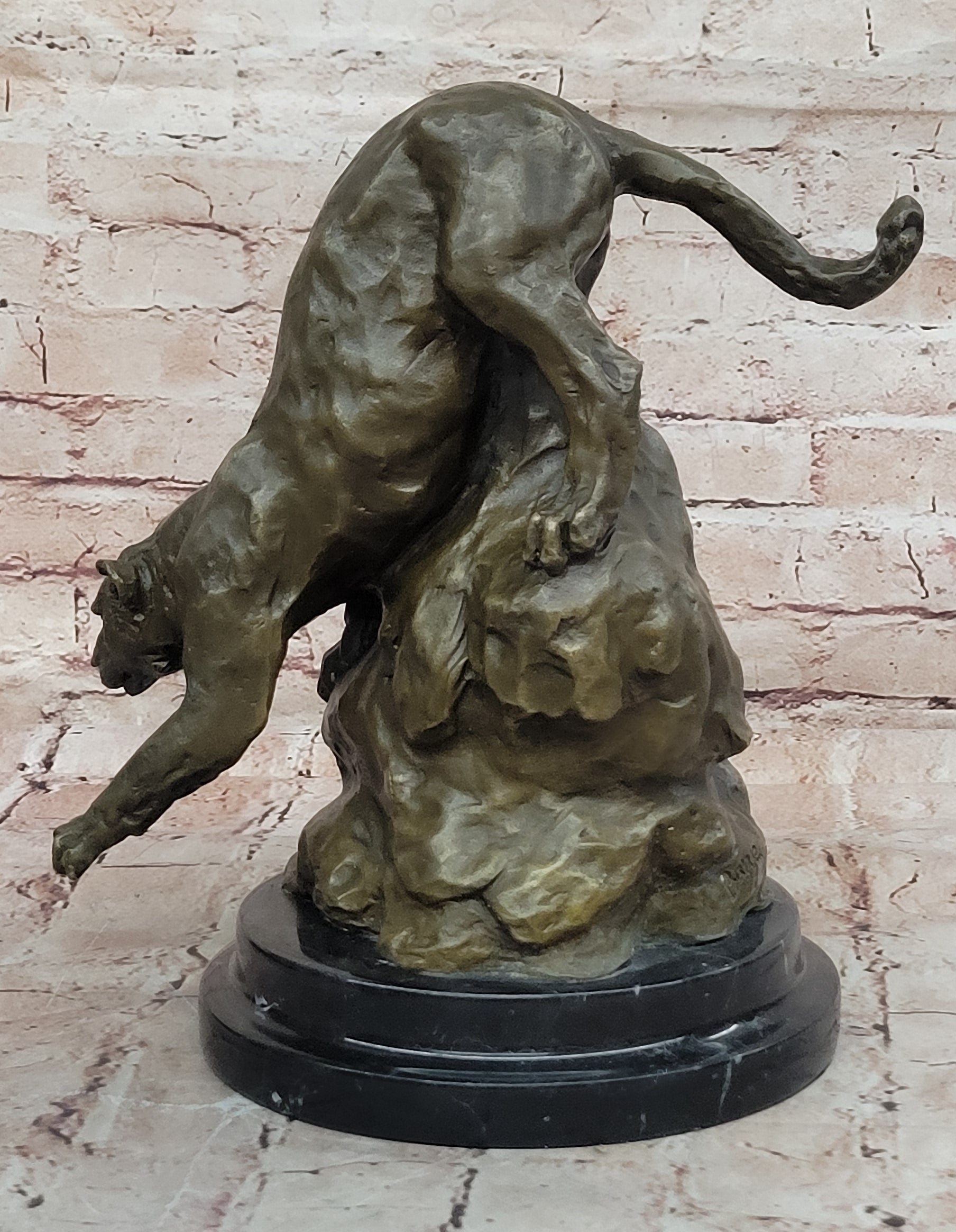 Handcrafted Wildlife Animal Jaguar Cougar Bronze Museum Quality Artwork Figure