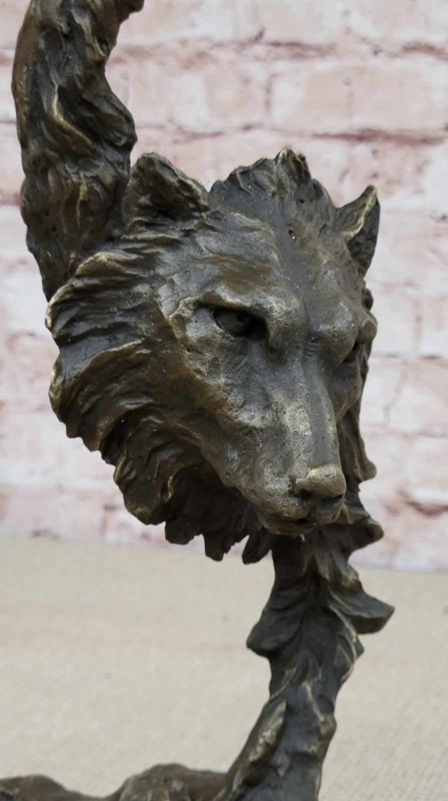 Handcrafted 100% Solid bronze sculpture SALE Wolf Wolves Original Signed Artwork
