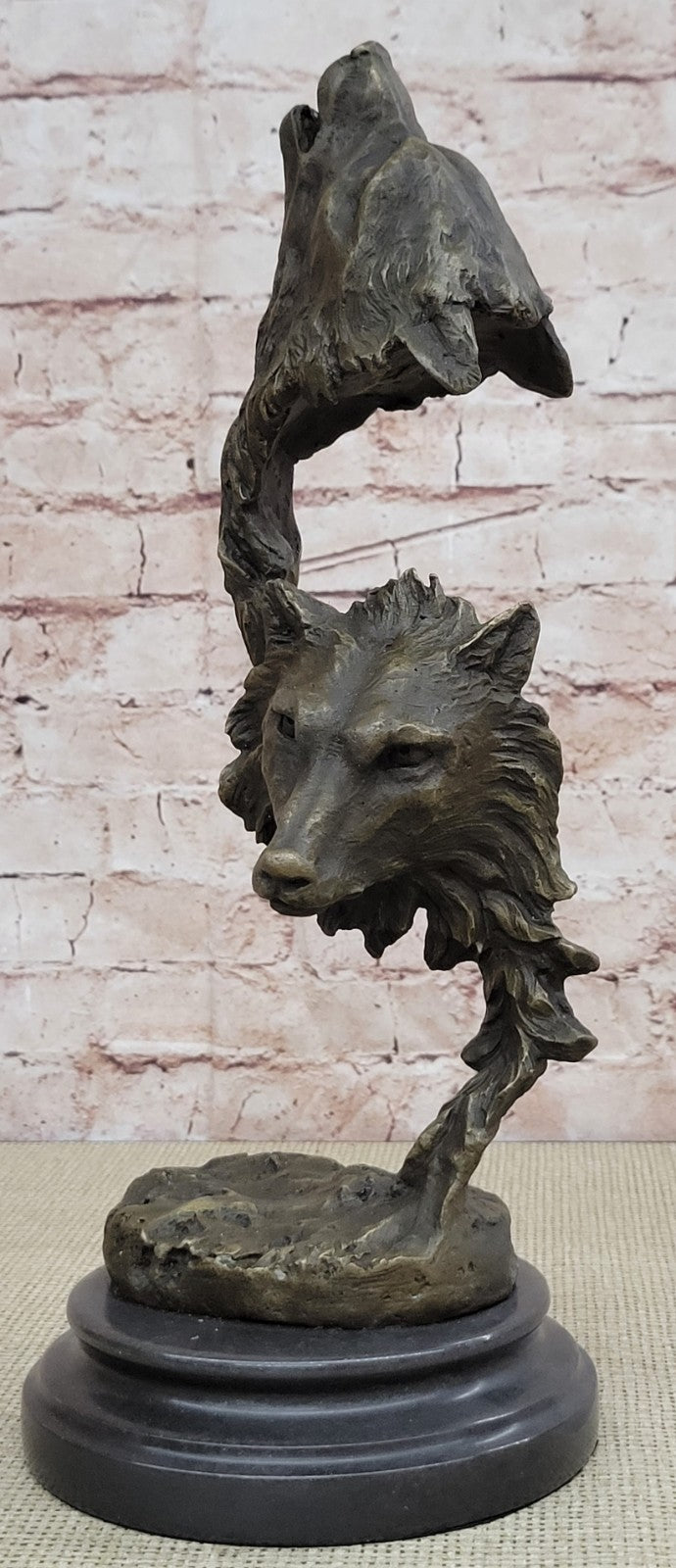 Handcrafted 100% Solid bronze sculpture SALE Wolf Wolves Original Signed Artwork