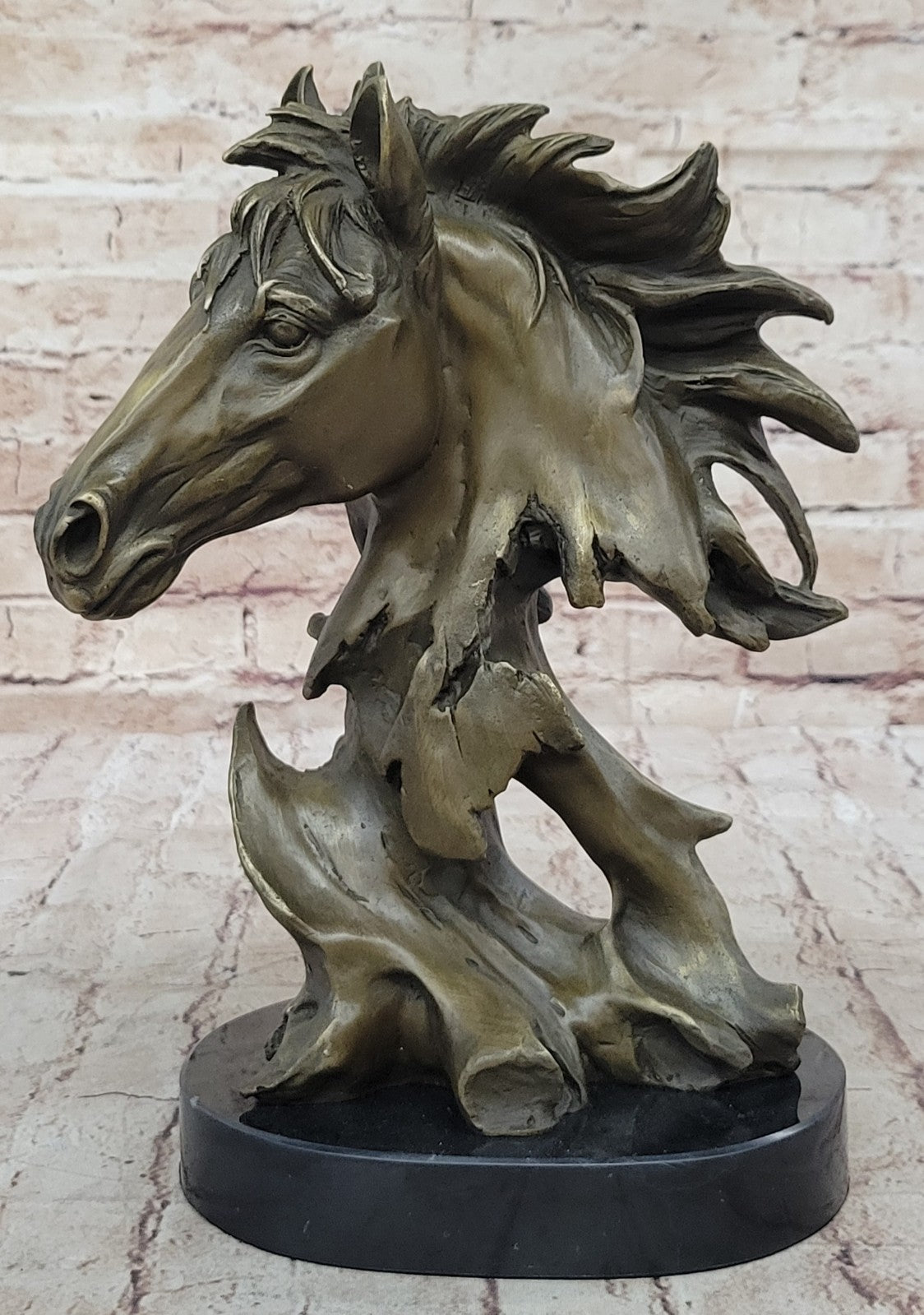 12" Lovely European Copper Bronze Belle Handsome Horse Hand Bust Statue Figure