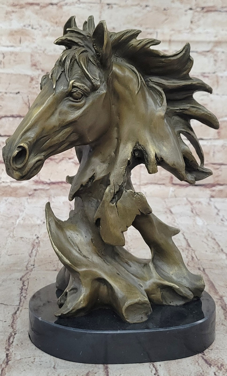 12" Lovely European Copper Bronze Belle Handsome Horse Hand Bust Statue Figure