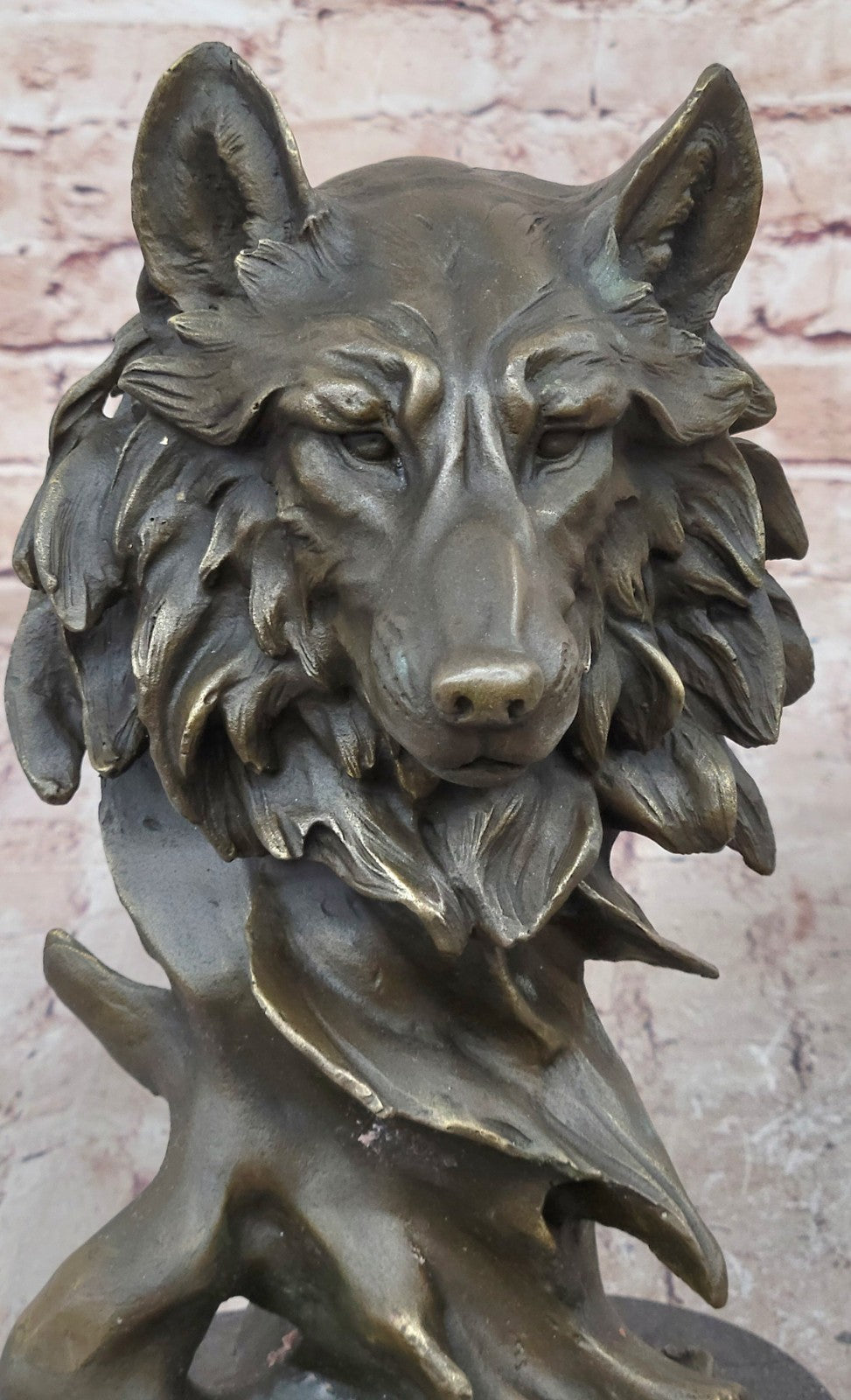 Bronze Sculpture, Hand Made Statue Animal "Wolf Howling At The Moon Figurine Art