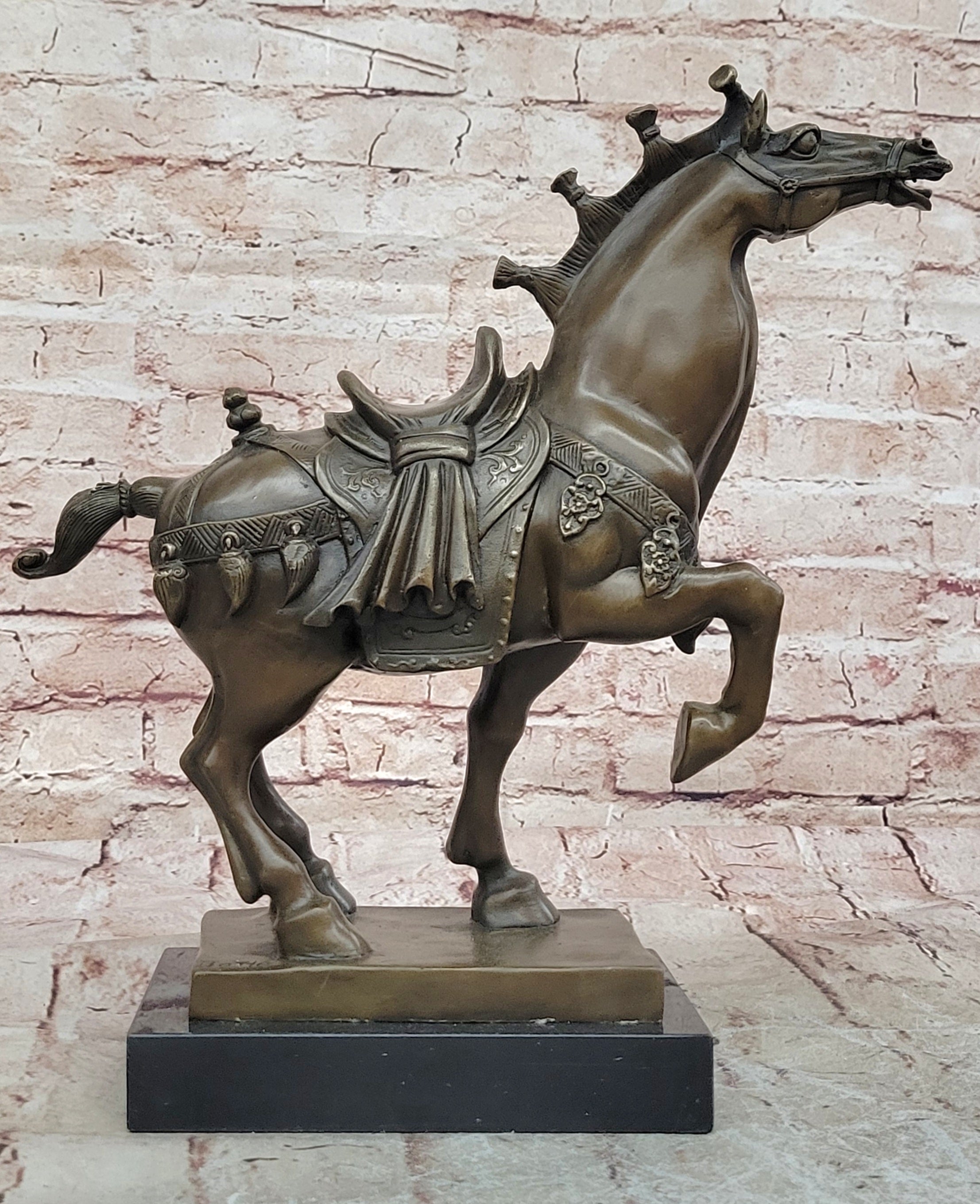 Antiquity Chinese 100% Bronze Ware Dynasty Tang War Horse Success Statue Sale