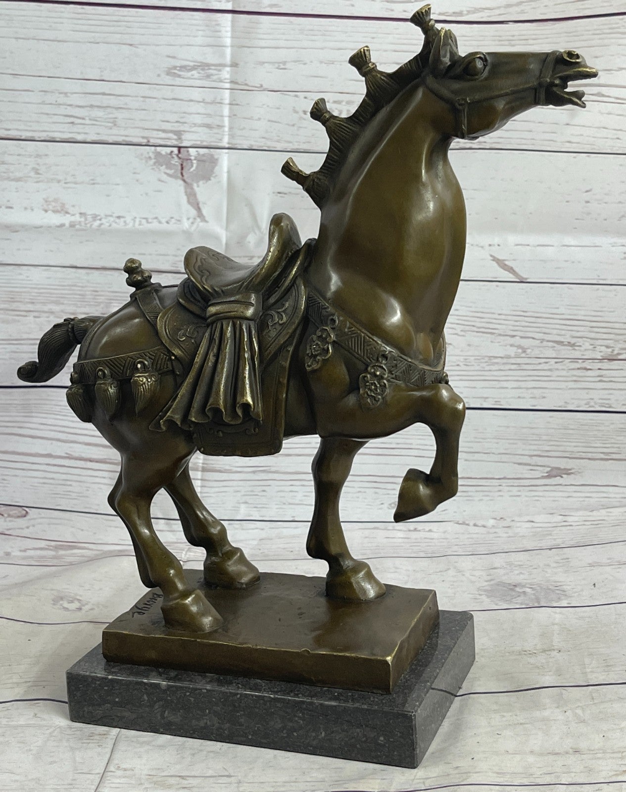 Antiquity Chinese 100% Bronze Ware Dynasty Tang War Horse Success Statue Sale