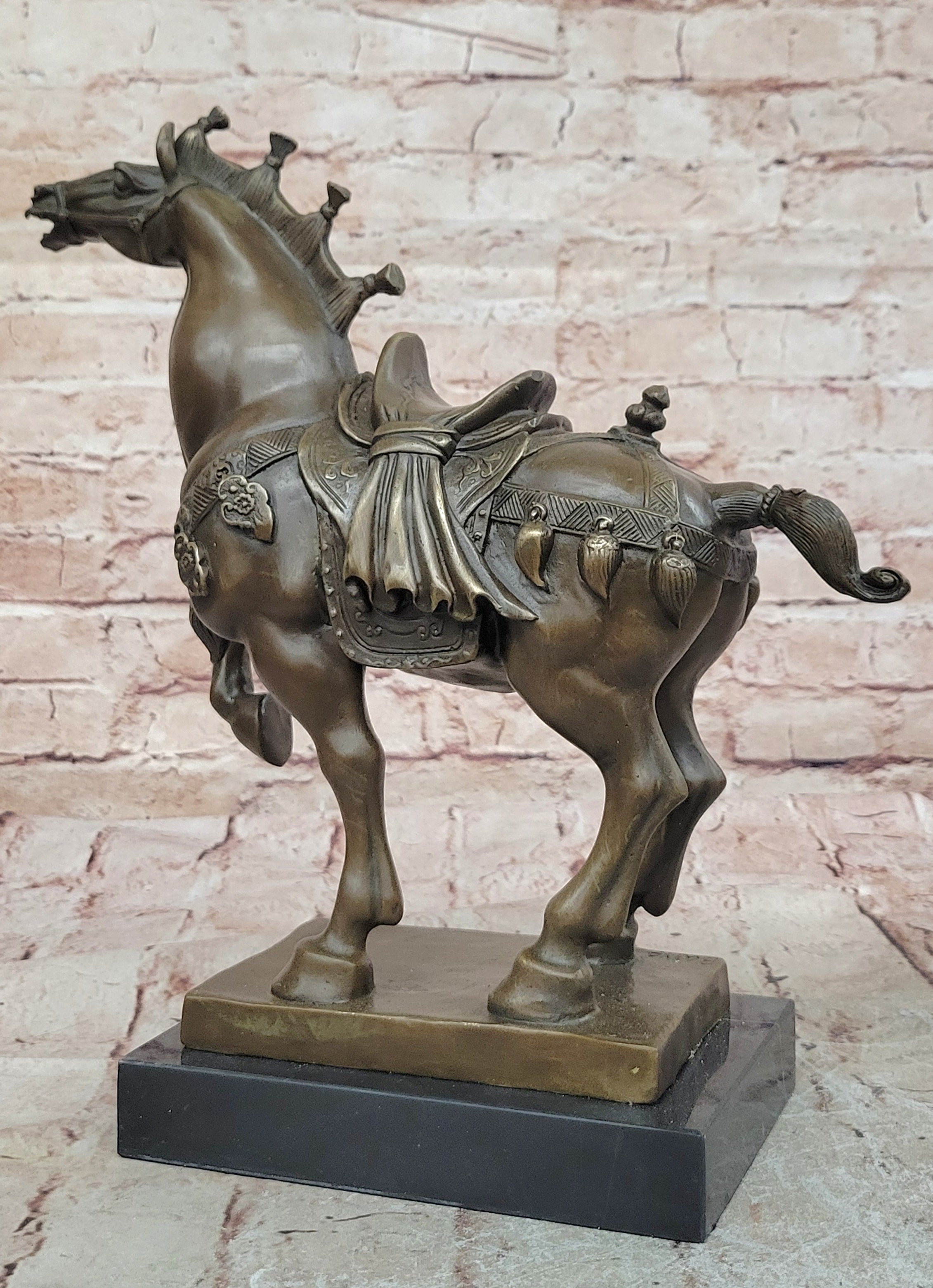 Antiquity Chinese 100% Bronze Ware Dynasty Tang War Horse Success Statue Sale