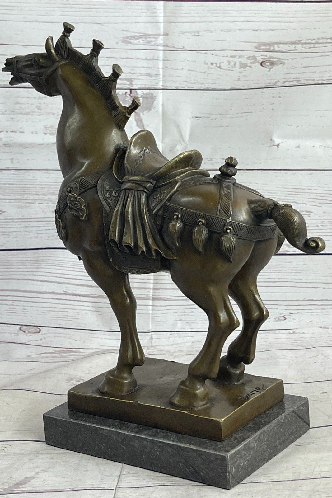 Antiquity Chinese 100% Bronze Ware Dynasty Tang War Horse Success Statue Sale