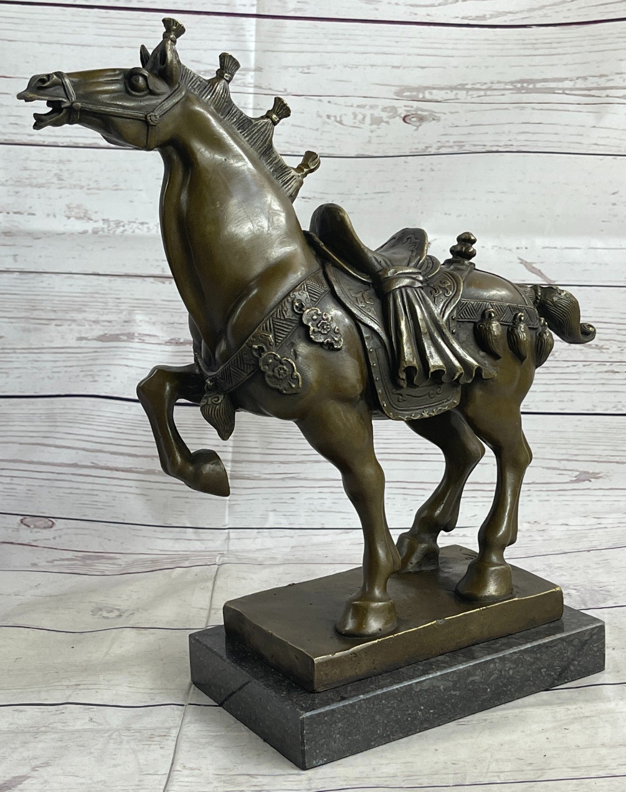 Antiquity Chinese 100% Bronze Ware Dynasty Tang War Horse Success Statue Sale