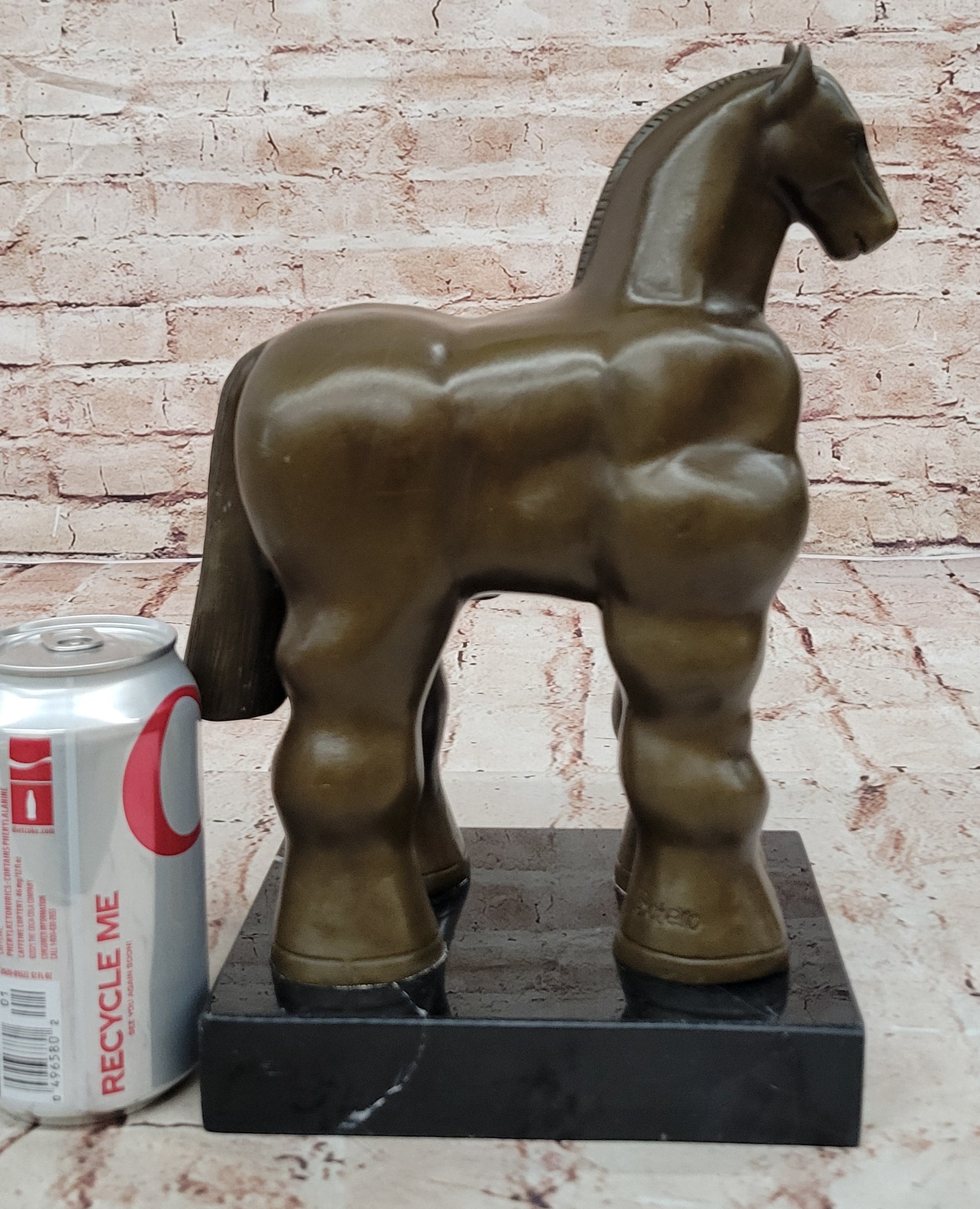 Bronze Sculpture Art Deco Marble Base Abstract Inspired Fernando Botero Horse