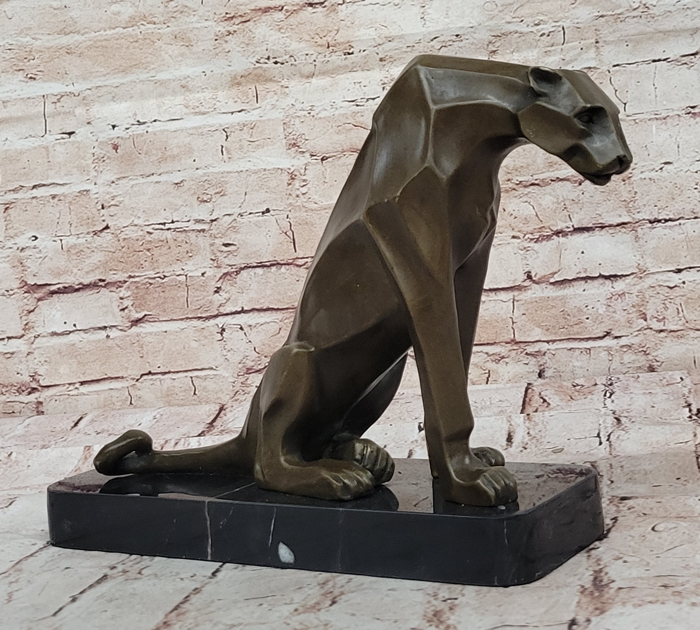 Handcrafted Modern Abstract Jaguar by Henry Moore Bronze Sculpture Statue Figuri