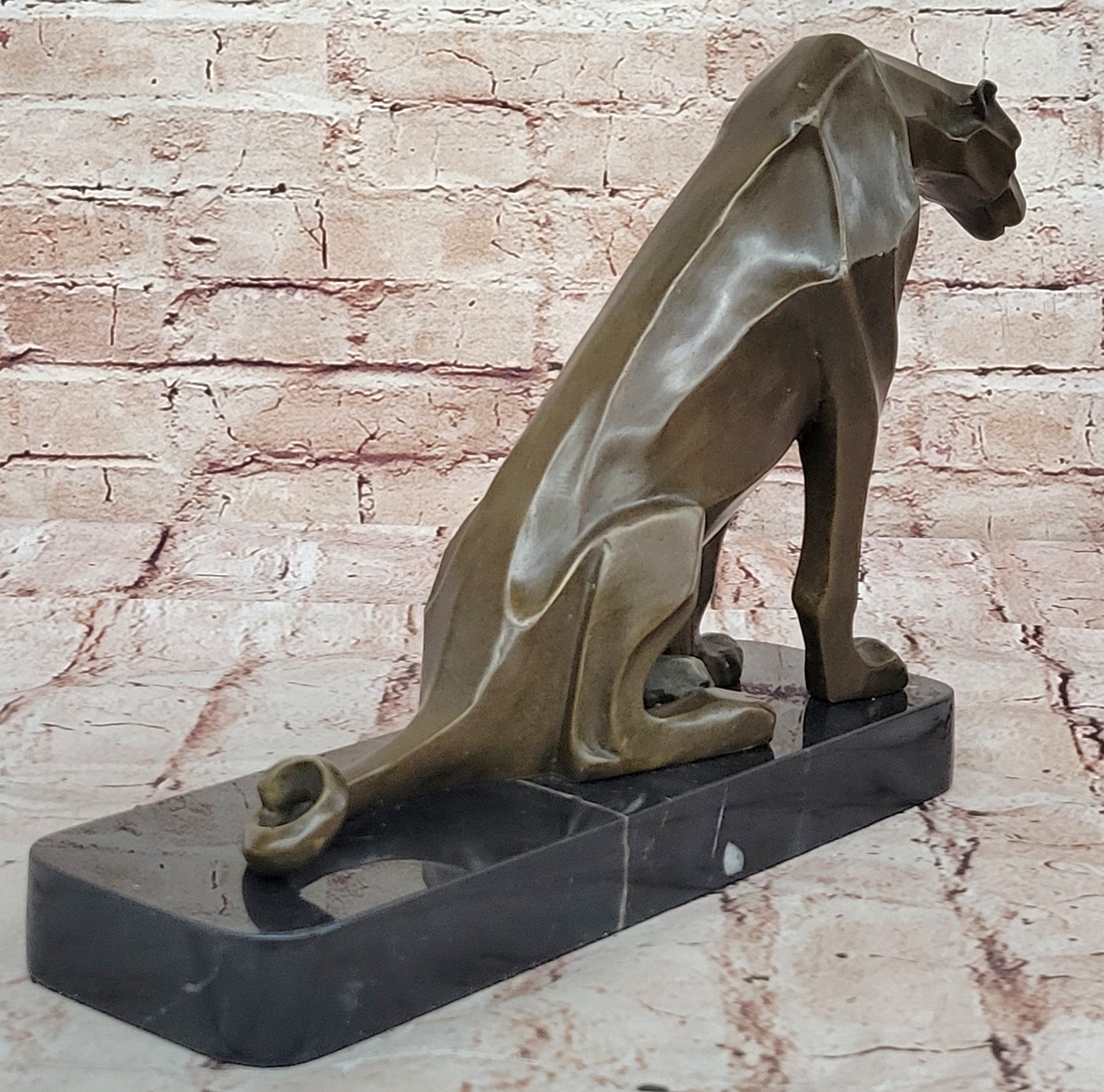 Handcrafted Modern Abstract Jaguar by Henry Moore Bronze Sculpture Statue Figuri