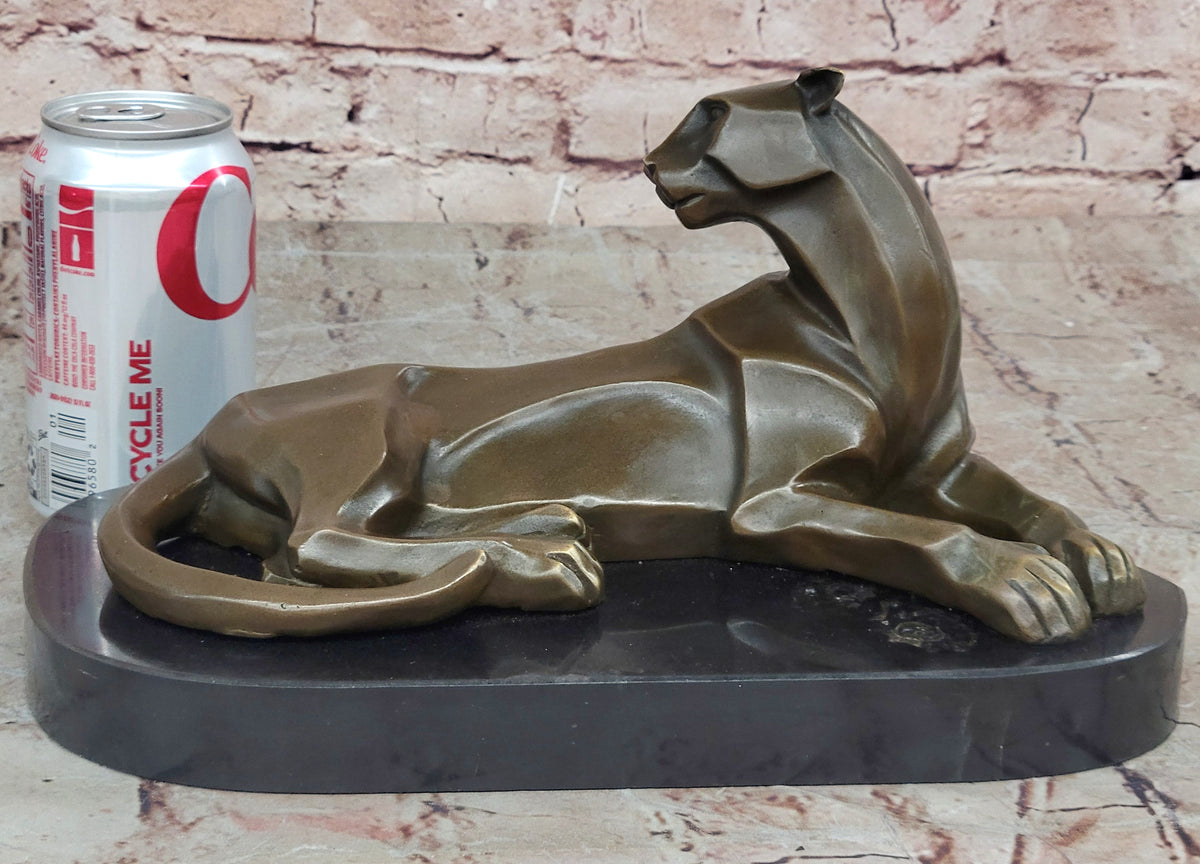 Bronze Sculpture Cougar Lion Abstract Modern Art by H. Moore Hand Made Statue