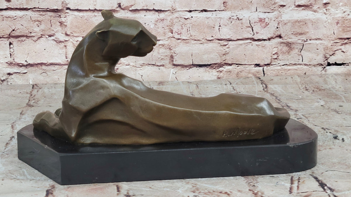 Bronze Sculpture Cougar Lion Abstract Modern Art by H. Moore Hand Made Statue